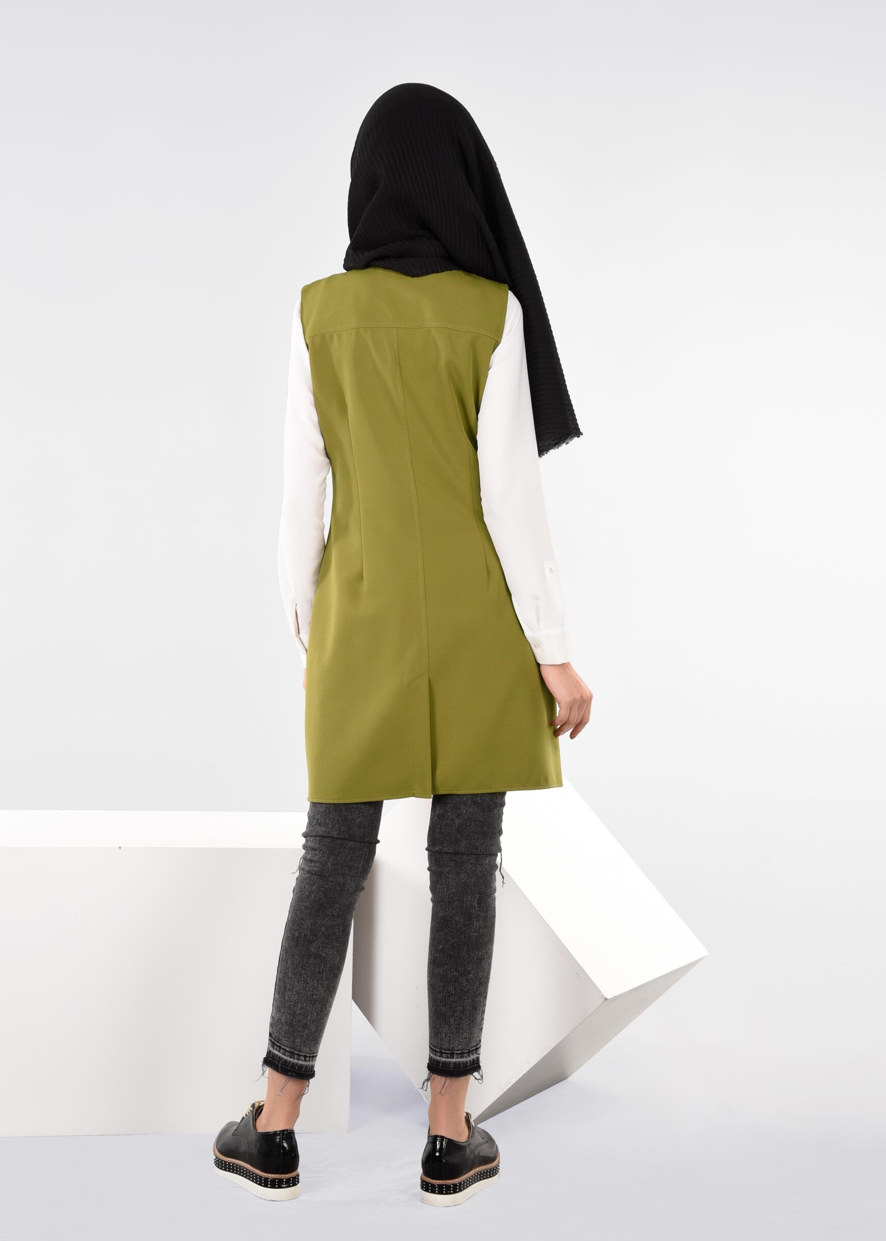 Tesettür giyim YEŞİL 4369 Dilma 43551 Tesettür Yelek 36/44(38-40) TEK42