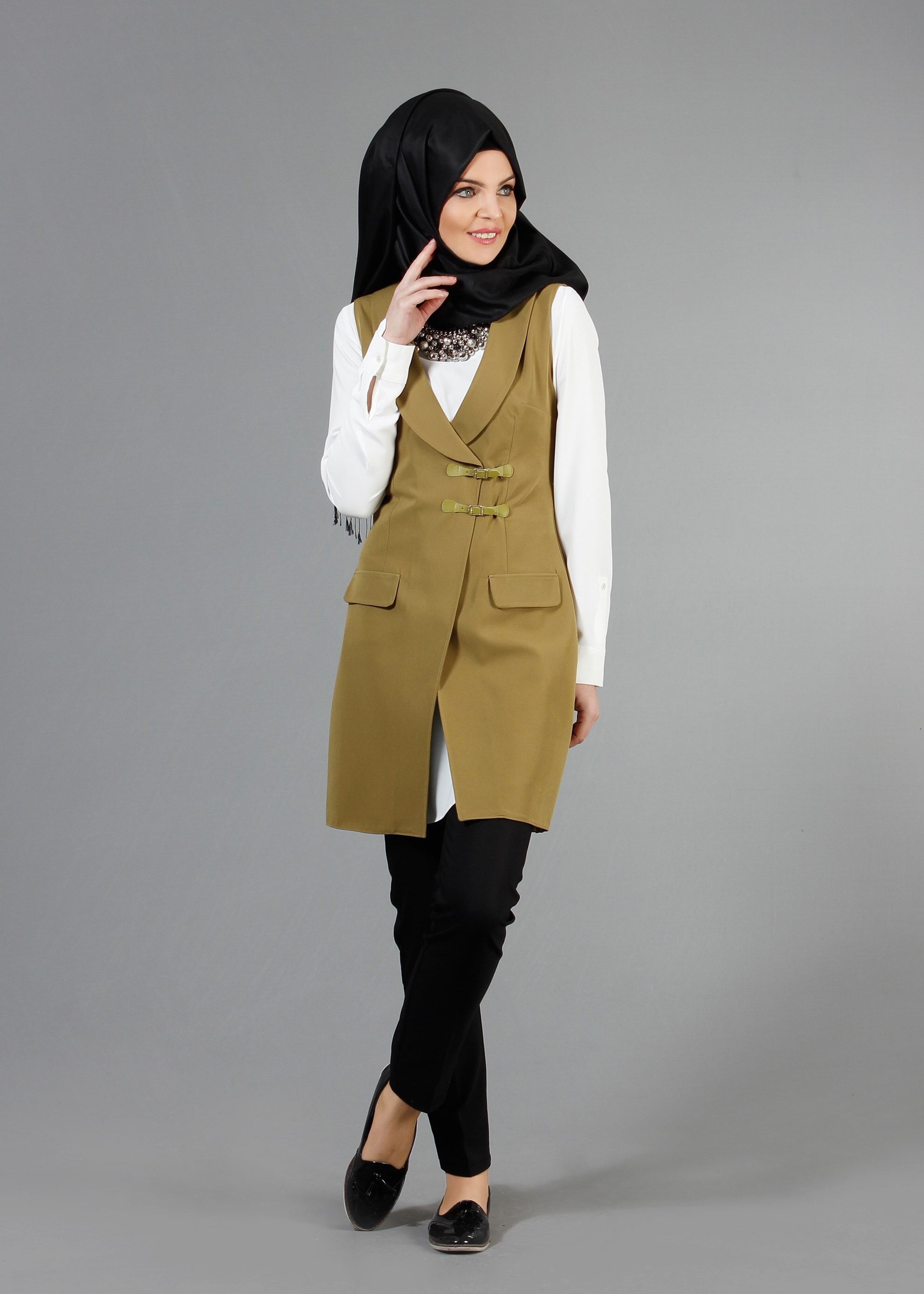 Tesettür giyim YEŞİL 4369 Dilma 43551 Tesettür Yelek 36/44(38-40) TEK42