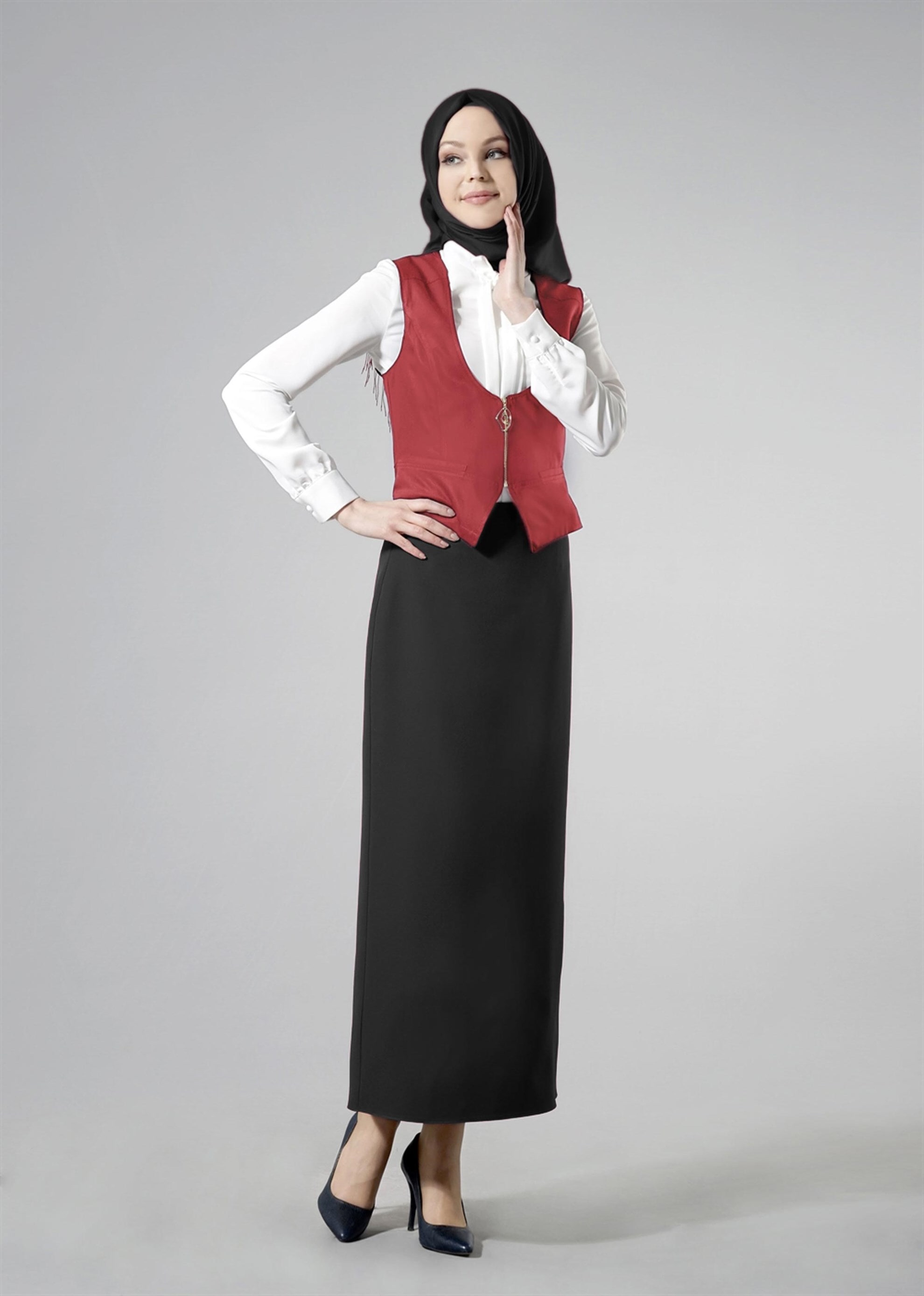 Tesettür giyim KIRMIZI 4376 Life Tesettür Yelek 36/42(38-40)