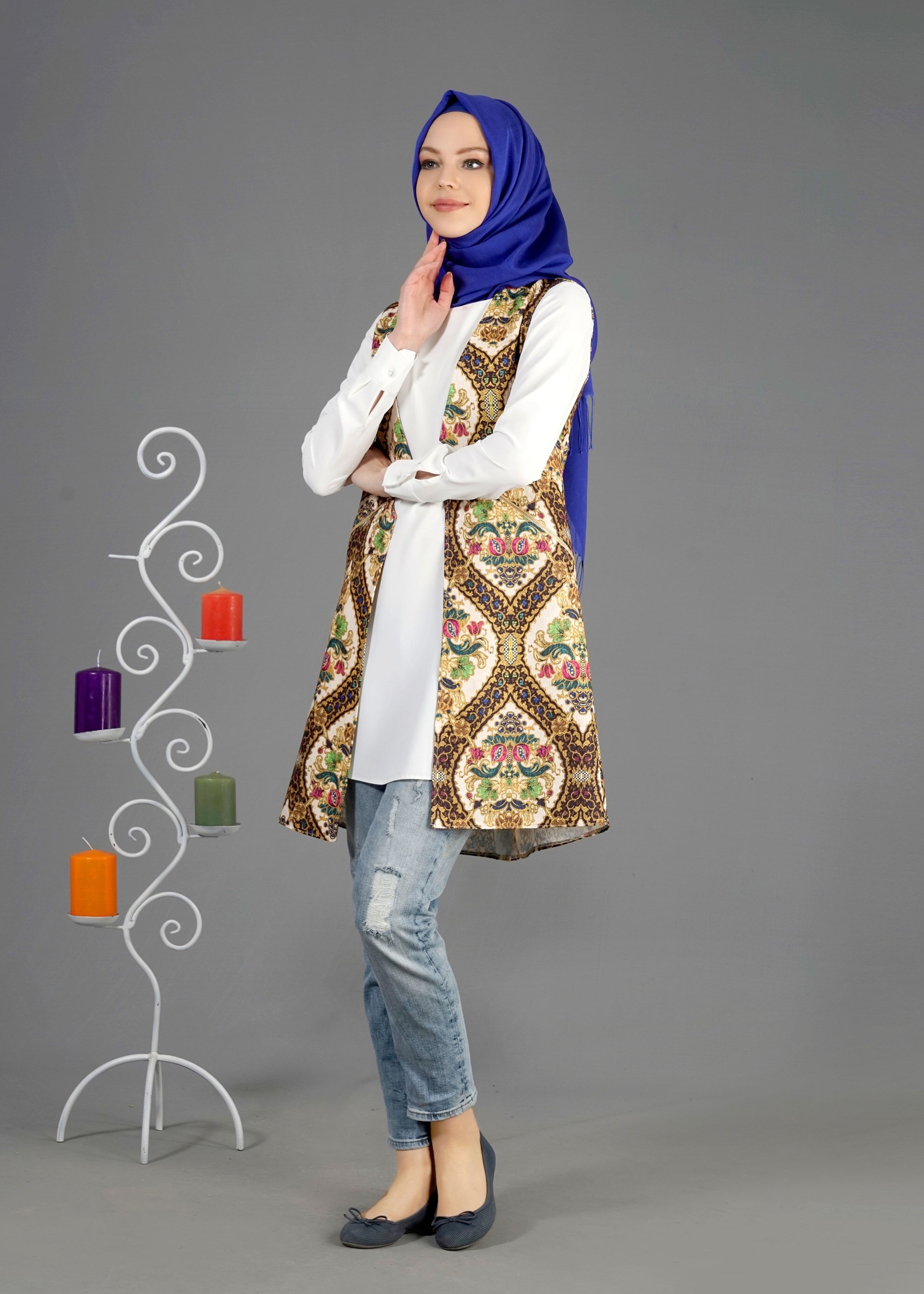 Tesettür giyim SİYAH 4506 Almina Tesettür 30011 Yelek 38/44