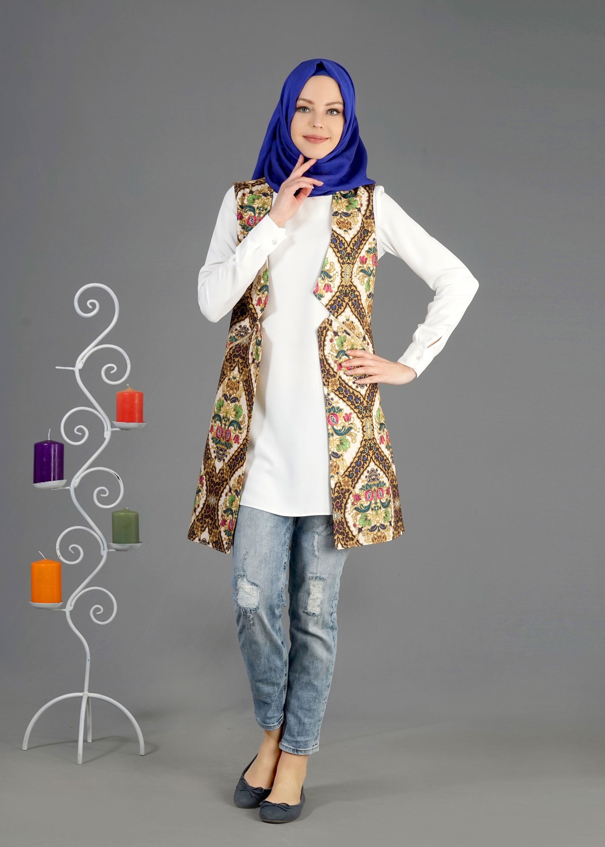 Tesettür giyim SİYAH 4506 Almina Tesettür 30011 Yelek 38/44