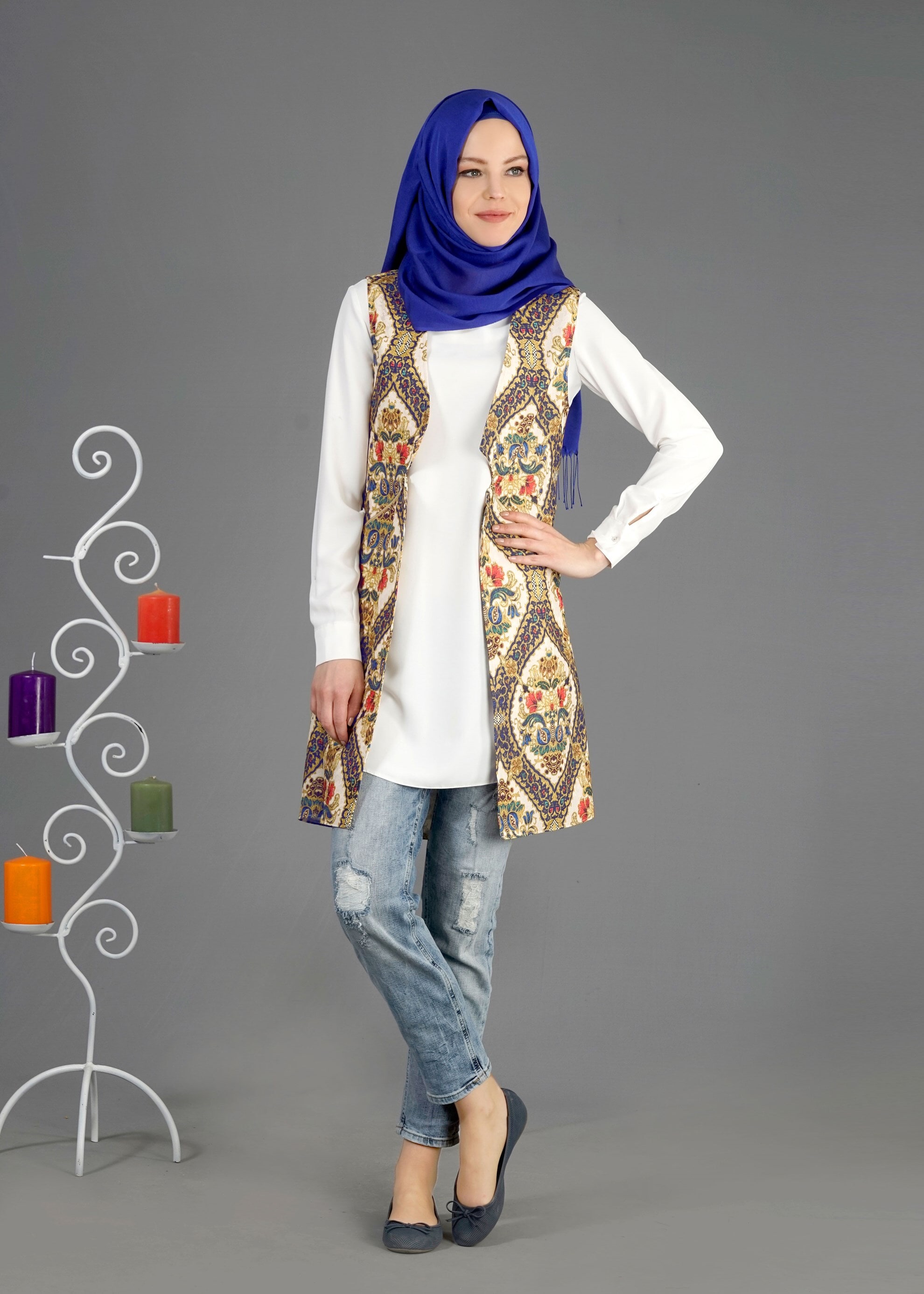 Tesettür giyim LACİVERT 4506 Almina Tesettür 30011 Yelek 38/44