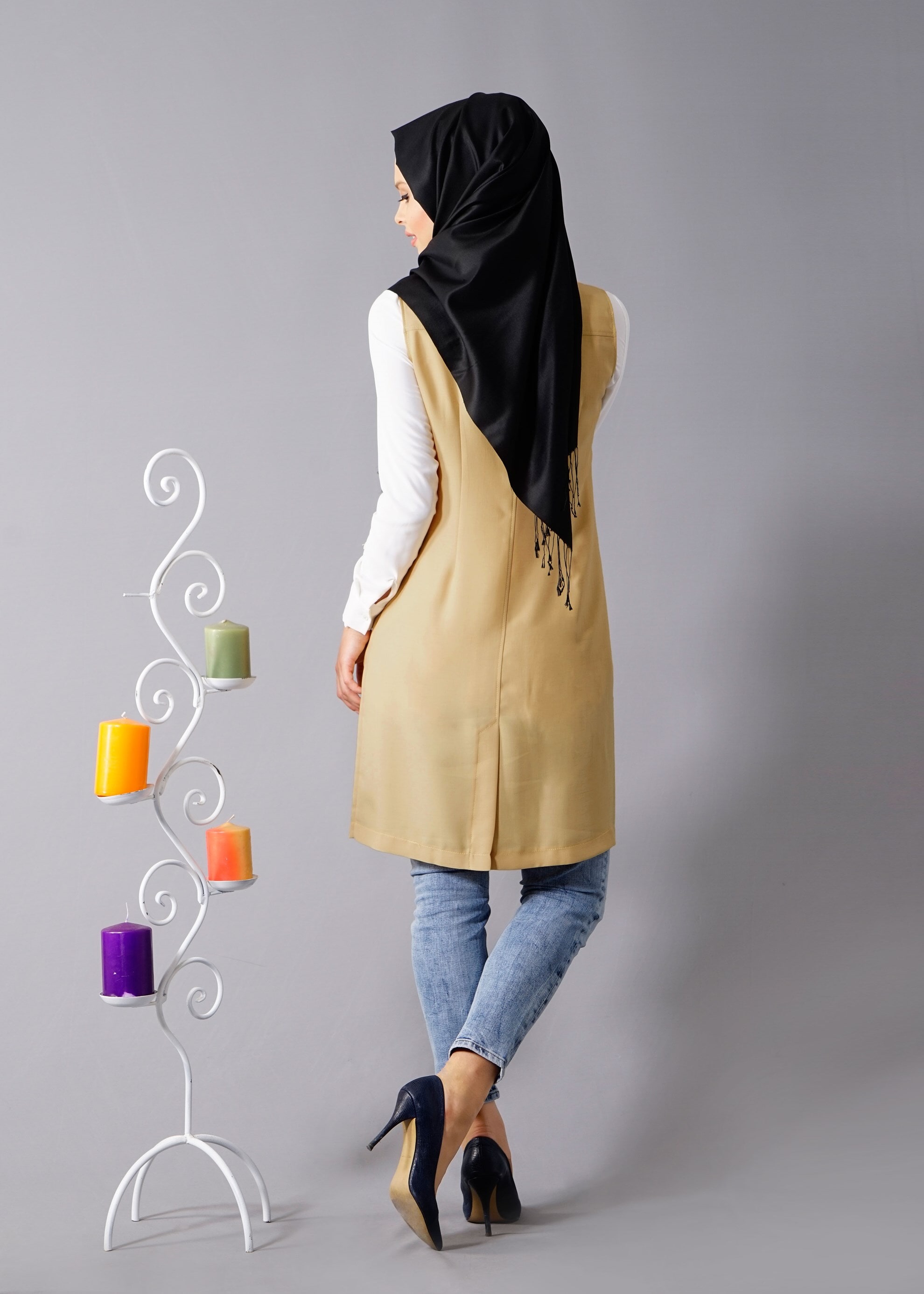 Tesettür giyim SARI 4549 Yoga Tesettür Yelek 38/46 TEK40