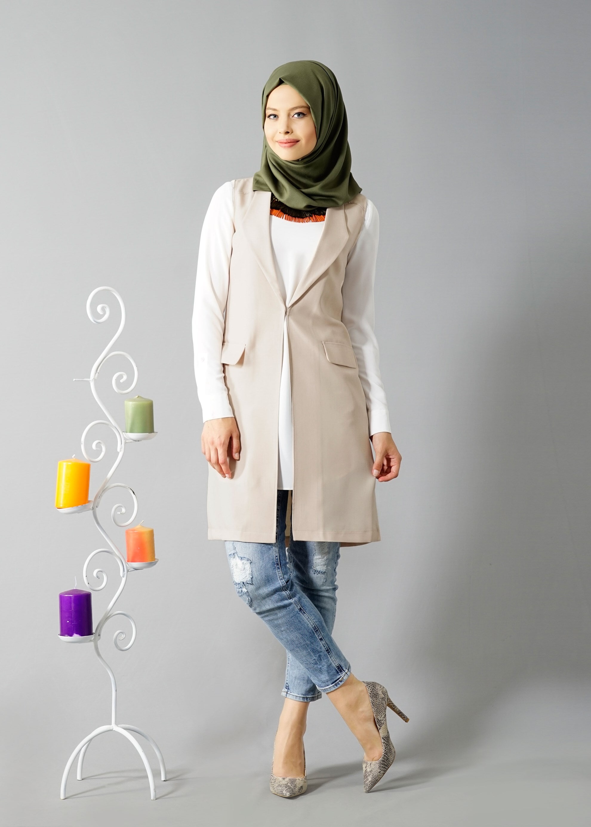 Tesettür giyim BEJ 4549 Yoga Tesettür Yelek 38/46 TEK40