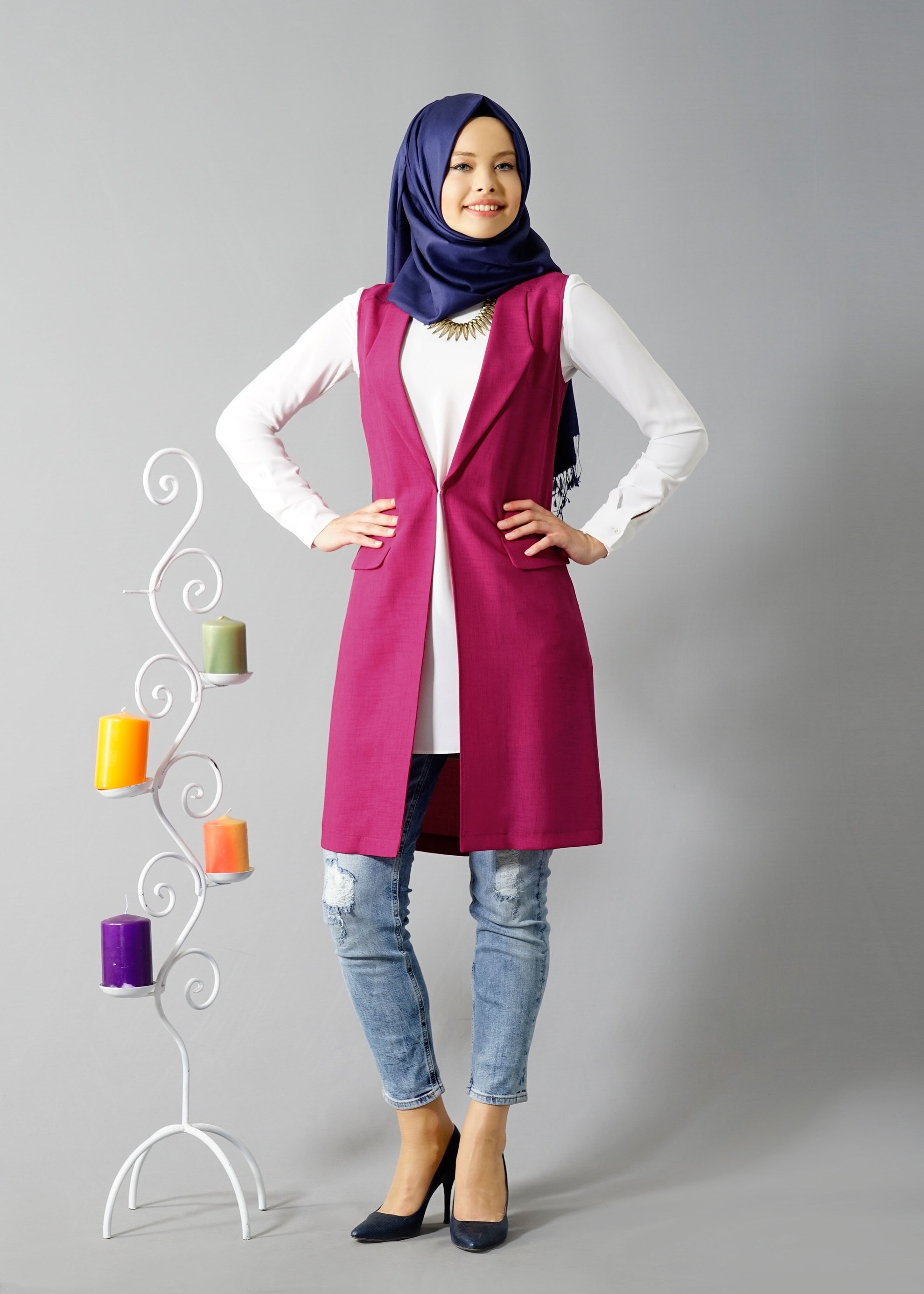 Tesettür giyim FUŞYA 4549 Yoga Tesettür Yelek 38/46 TEK40