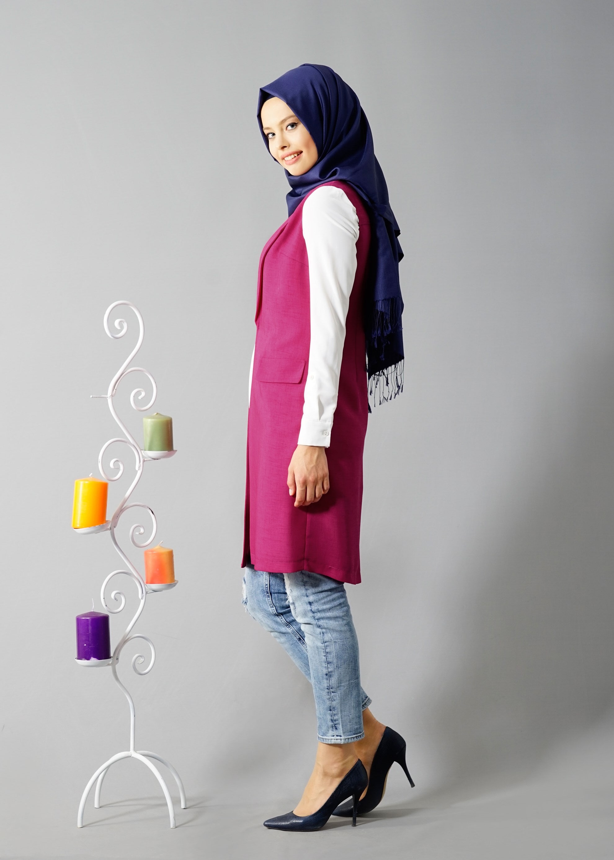 Tesettür giyim FUŞYA 4549 Yoga Tesettür Yelek 38/46 TEK40