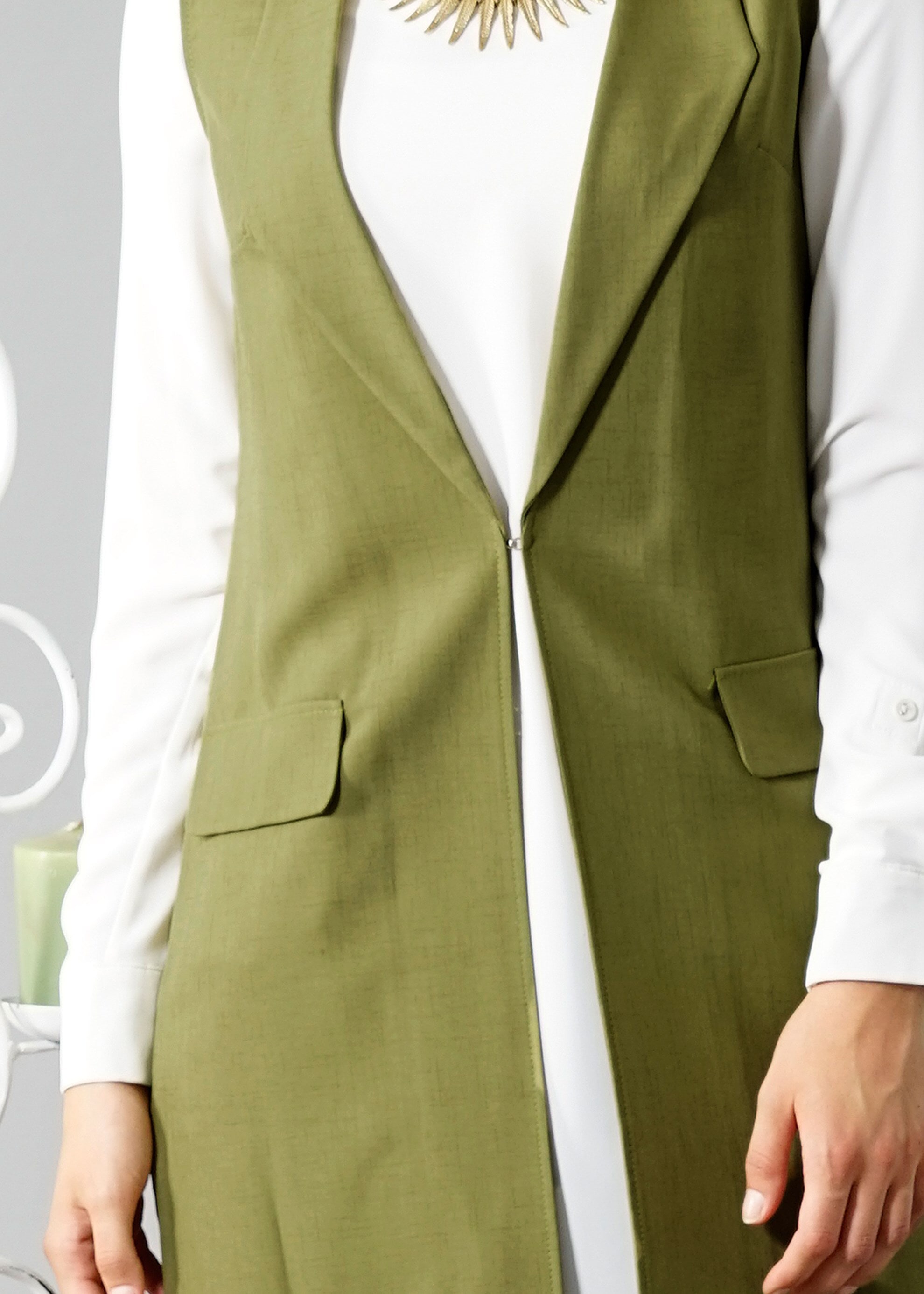 Tesettür giyim YEŞİL 4549 Yoga Tesettür Yelek 38/46 TEK40