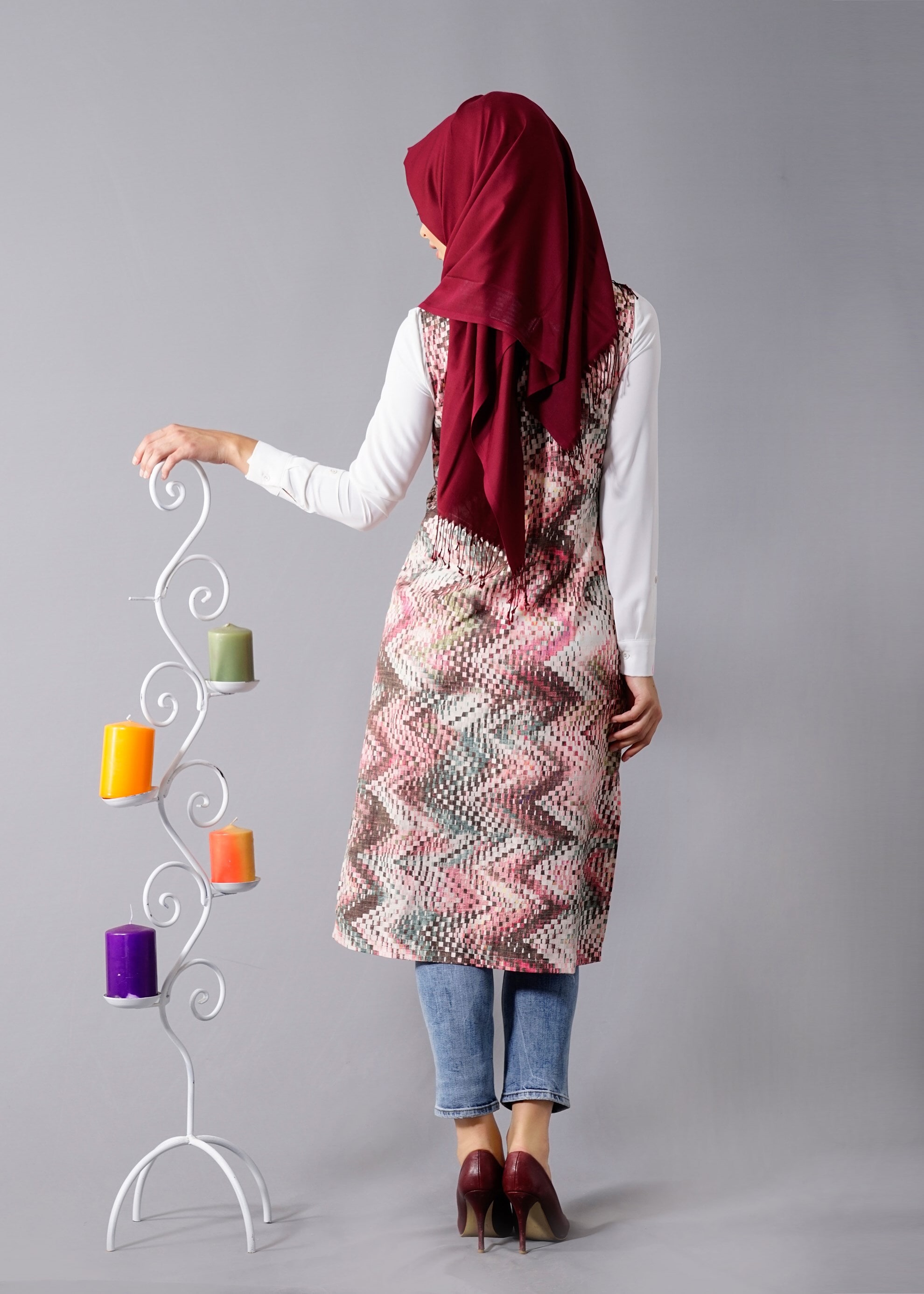 Tesettür giyim PUDRA 4585 Spnya Tesettür Yelek 38/46 TEK40