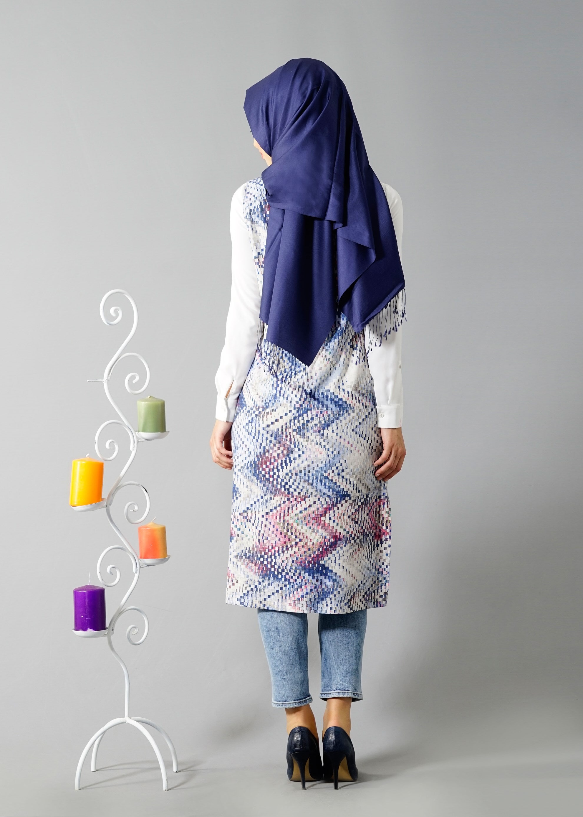 Tesettür giyim LACİVERT 4585 Spnya Tesettür Yelek 38/46 TEK40