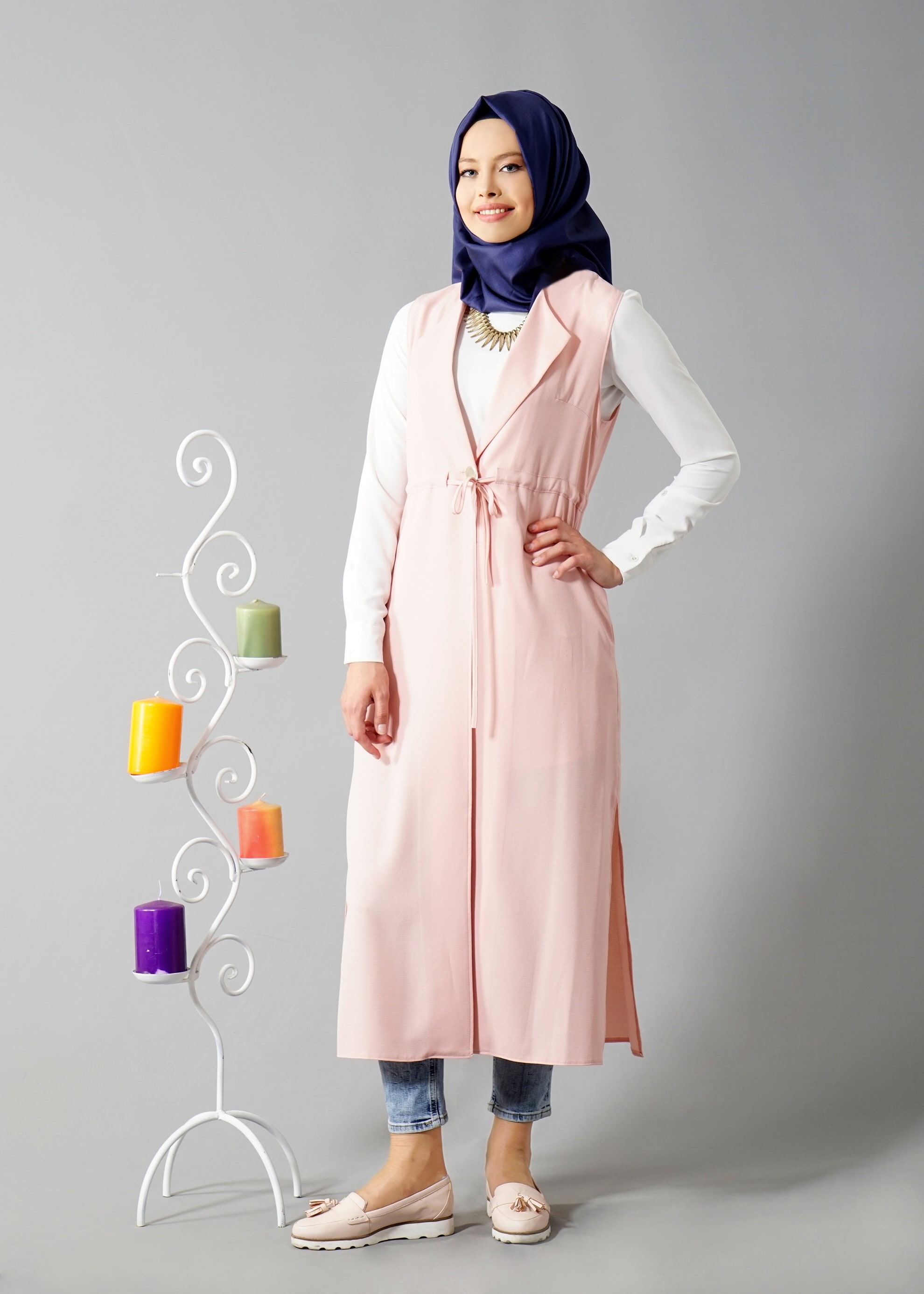 Tesettür giyim PUDRA 4595 Nora Tesettür Yelek 36/44 TEK38