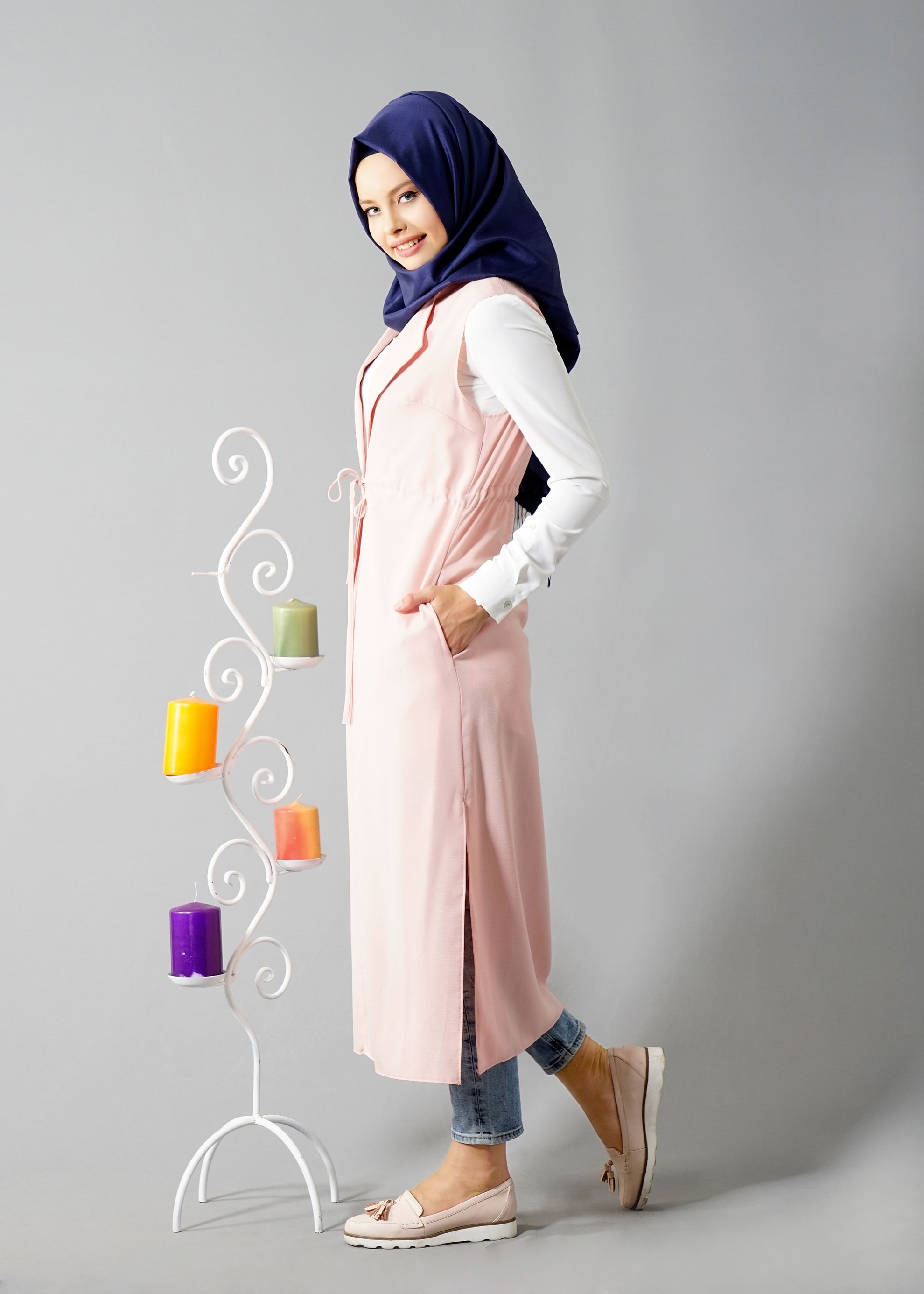 Tesettür giyim PUDRA 4595 Nora Tesettür Yelek 36/44 TEK38