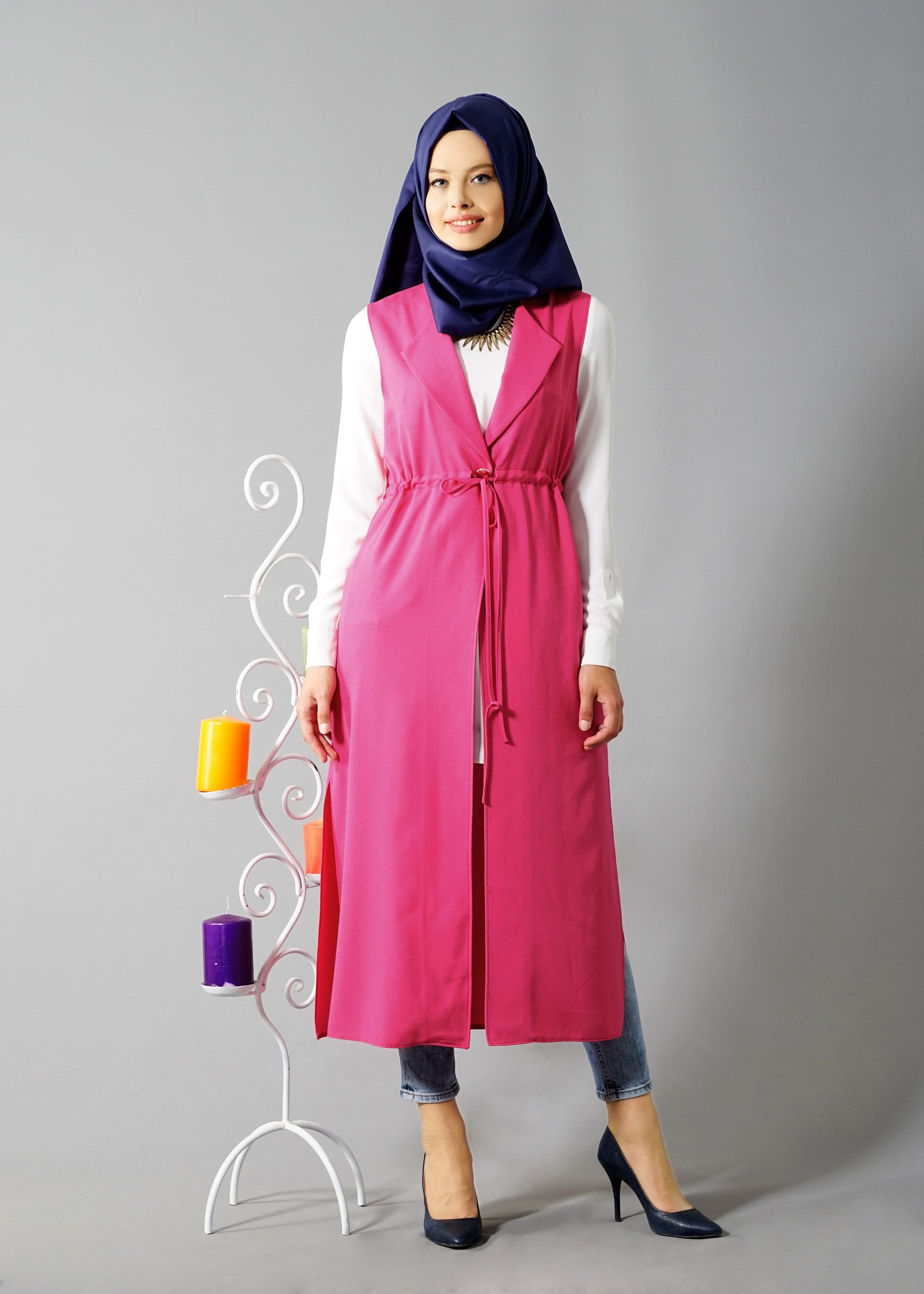 Tesettür giyim FUŞYA 4595 Nora Tesettür Yelek 36/44 TEK38