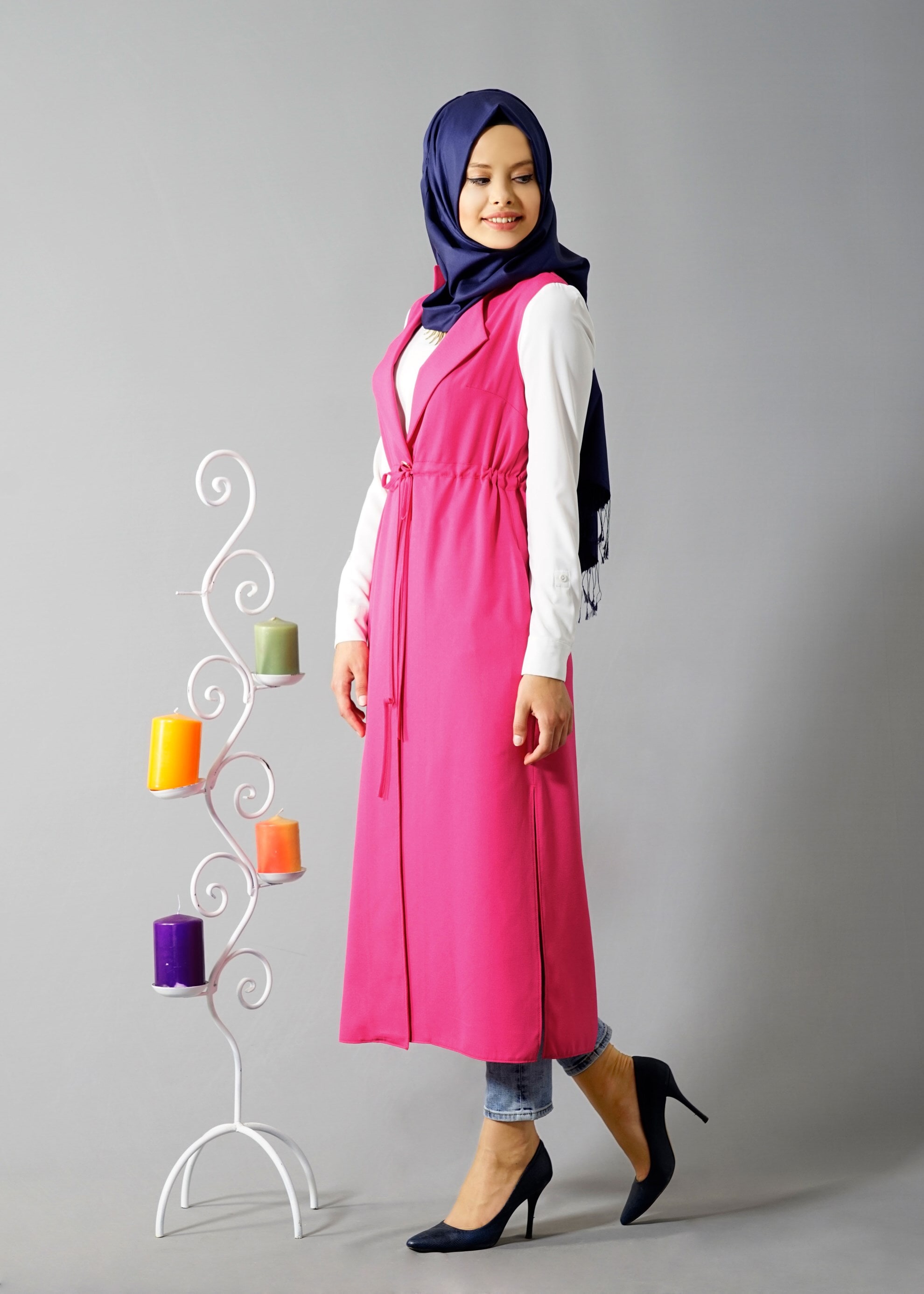 Tesettür giyim FUŞYA 4595 Nora Tesettür Yelek 36/44 TEK38