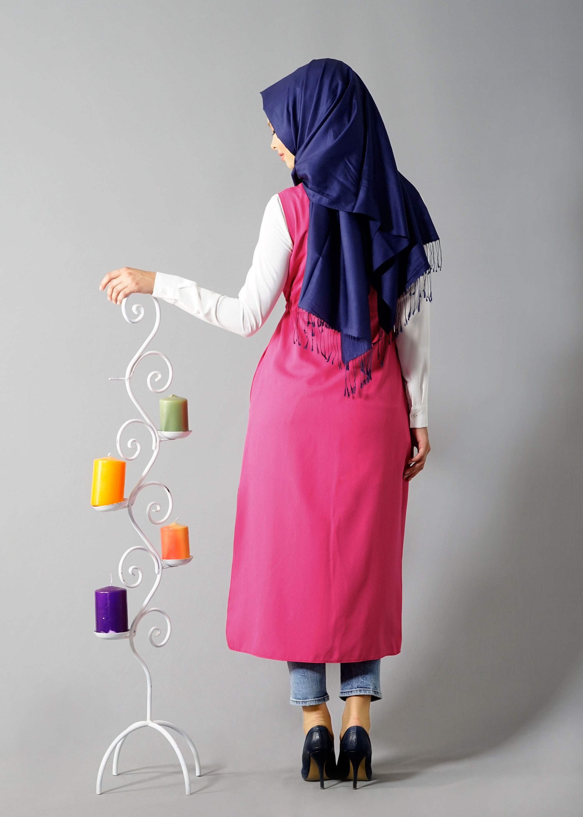 Tesettür giyim FUŞYA 4595 Nora Tesettür Yelek 36/44 TEK38