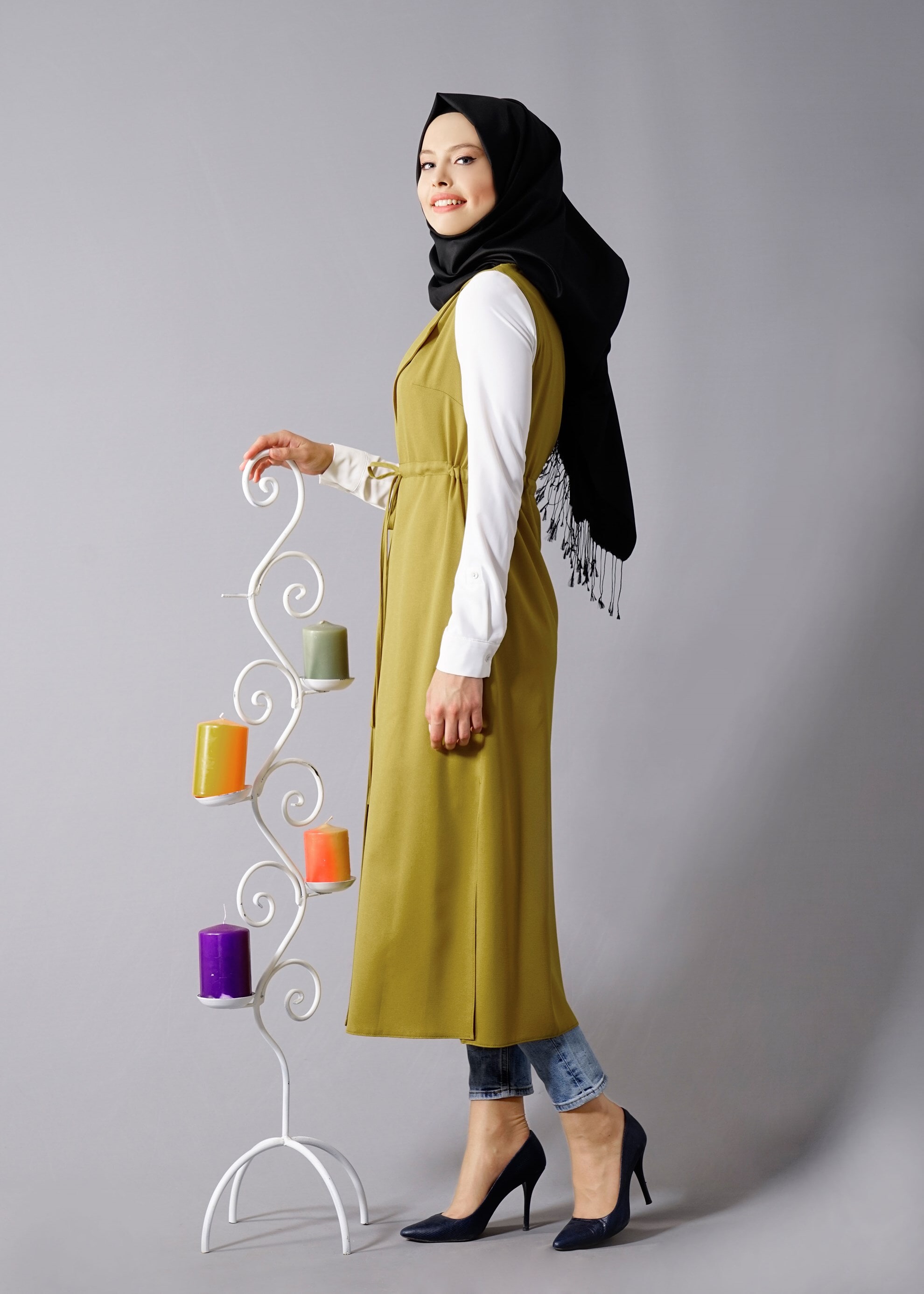 Tesettür giyim YEŞİL 4595 Nora Tesettür Yelek 36/44 TEK38