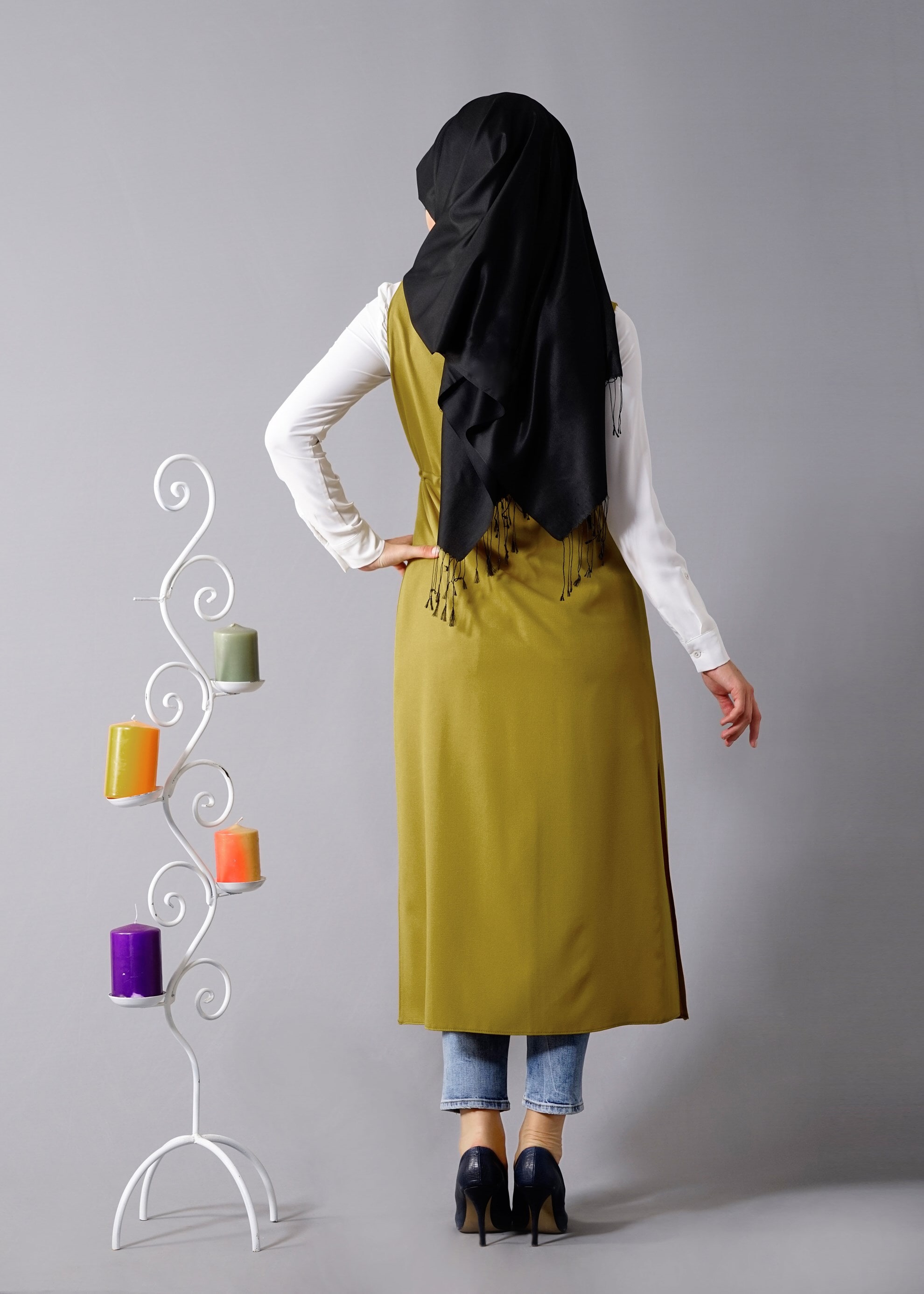 Tesettür giyim YEŞİL 4595 Nora Tesettür Yelek 36/44 TEK38