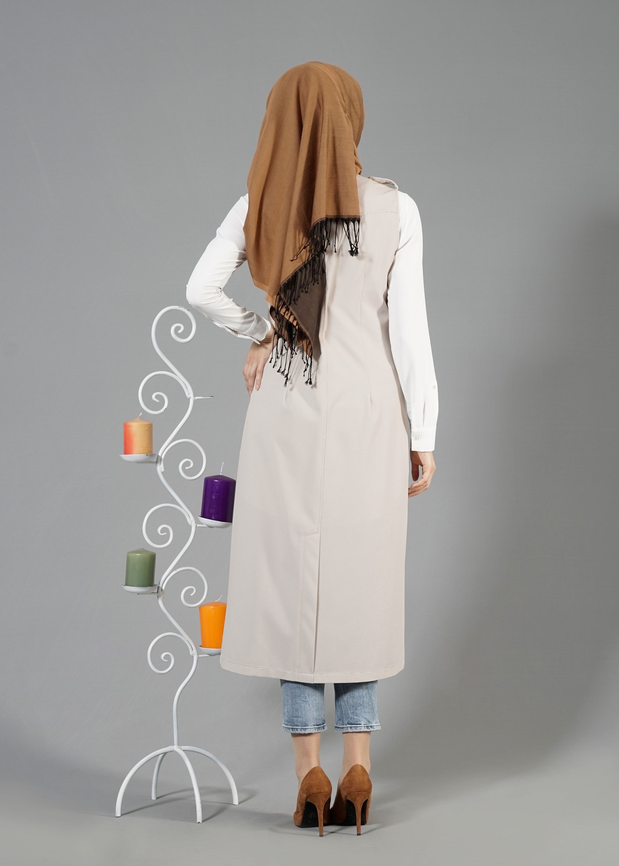 Tesettür giyim SARI 4597 Berta Tesettür Yelek 38/46 TEK40