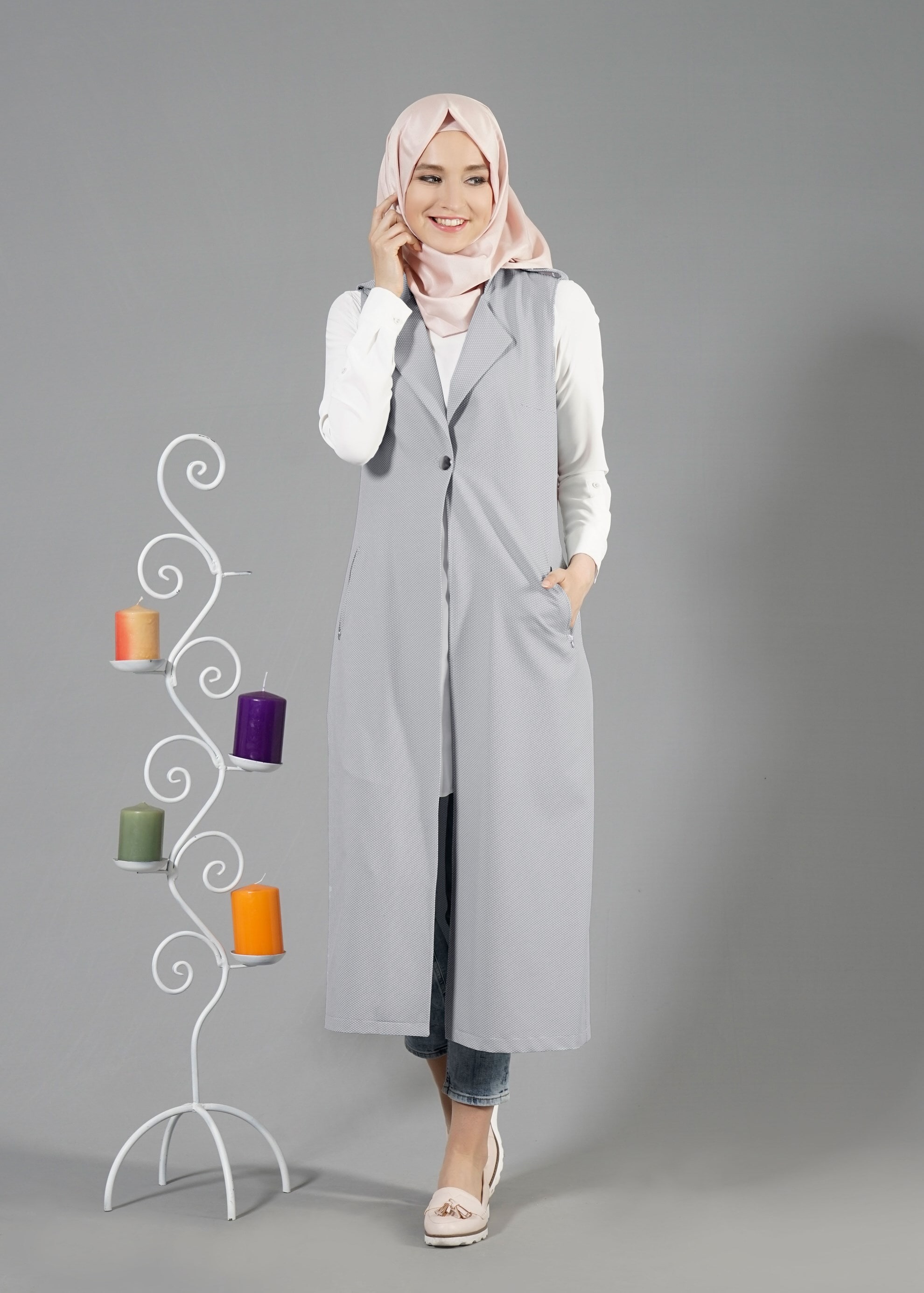 Tesettür giyim LACİVERT 4597 Berta Tesettür Yelek 38/46 TEK40