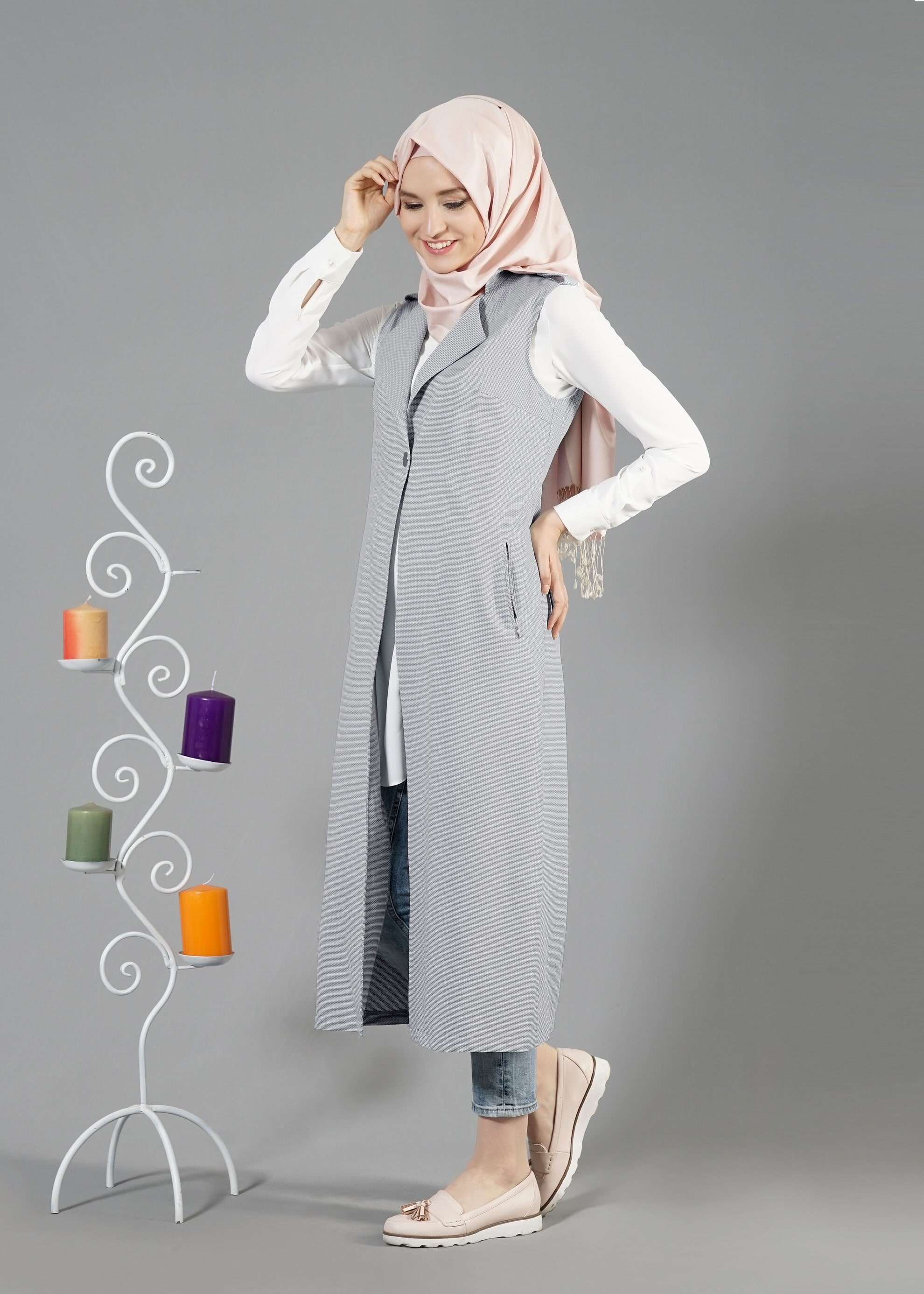 Tesettür giyim LACİVERT 4597 Berta Tesettür Yelek 38/46 TEK40