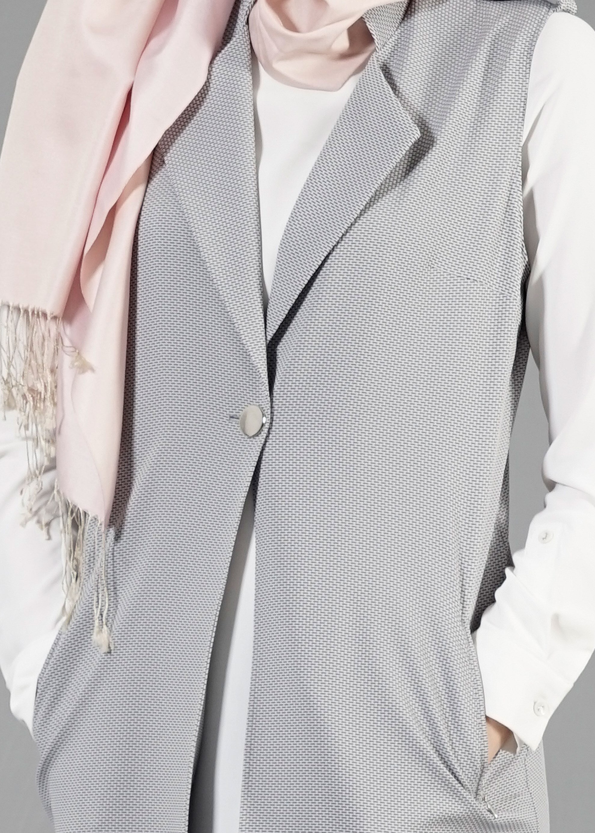 Tesettür giyim GRİ 4597 Berta Tesettür Yelek 38/46 TEK40