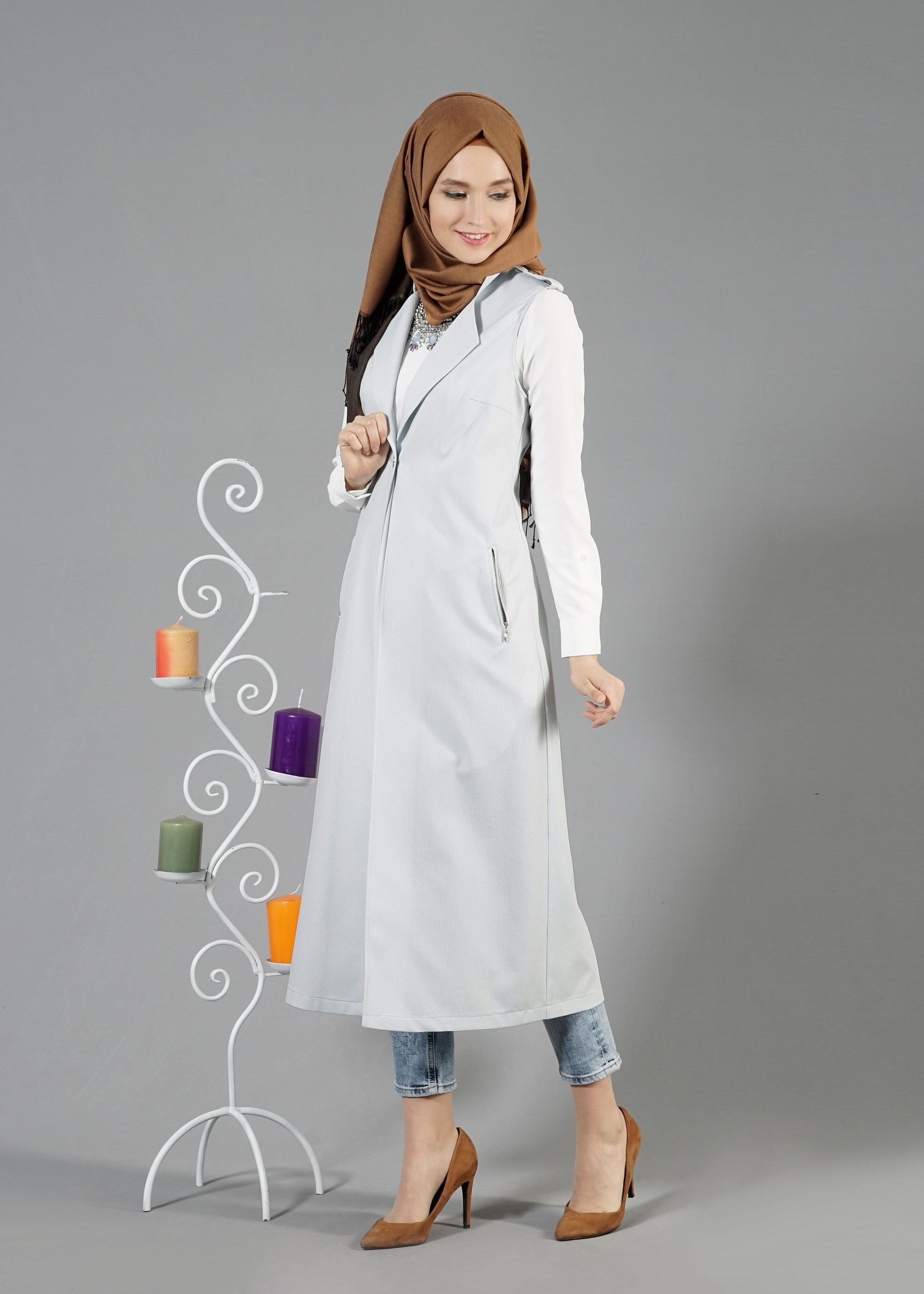 Tesettür giyim MAVİ 4597 Berta Tesettür Yelek 38/46 TEK40