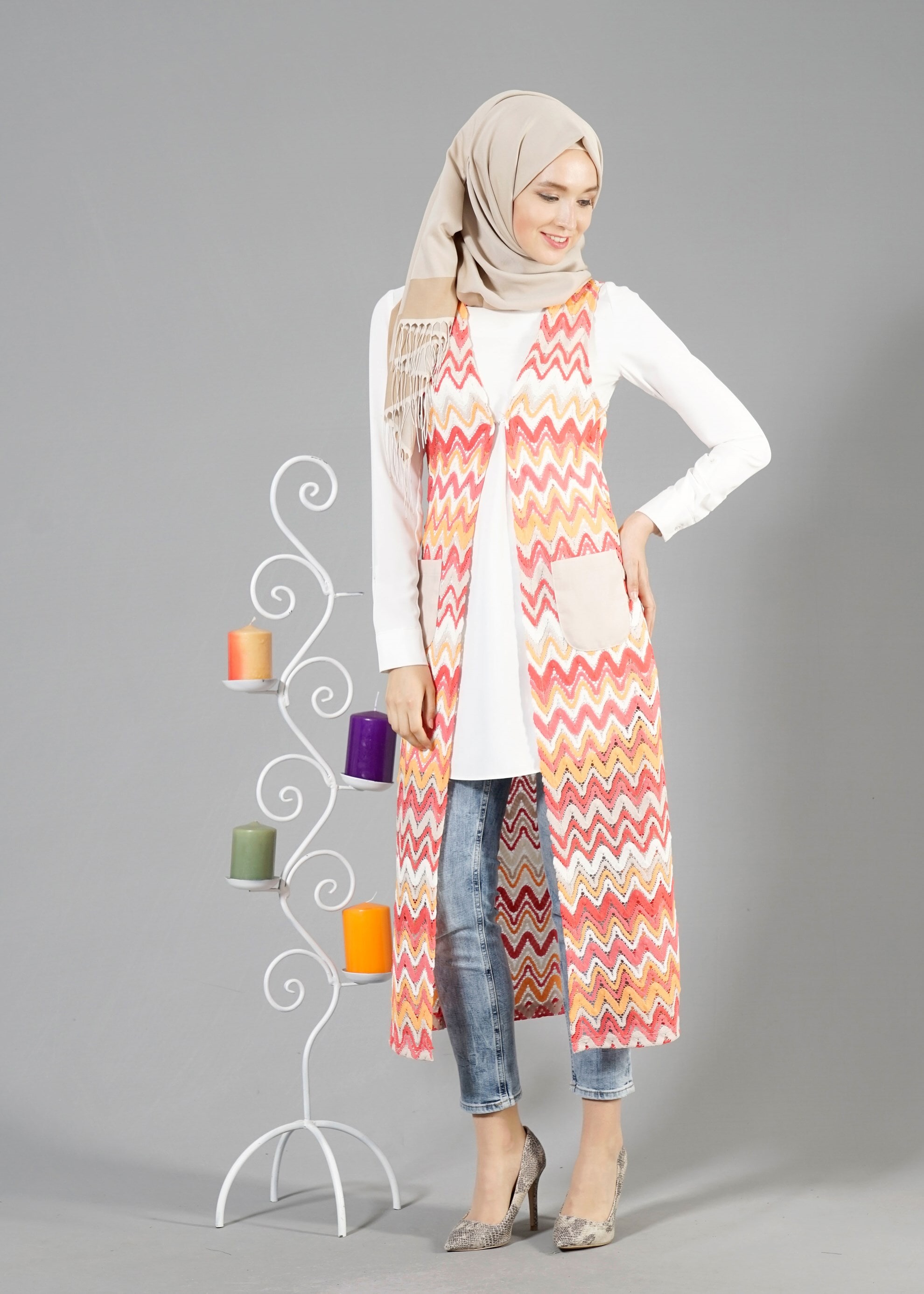 Tesettür giyim PEMBE 4618 CHİARA YELEK 38/46 TEK40