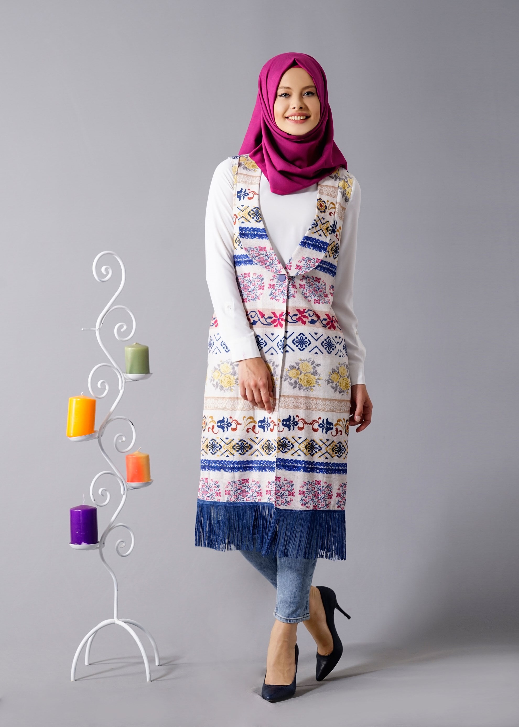 Tesettür giyim SARI 4621 Efes Tesettür Yelek 38/44 TEK36