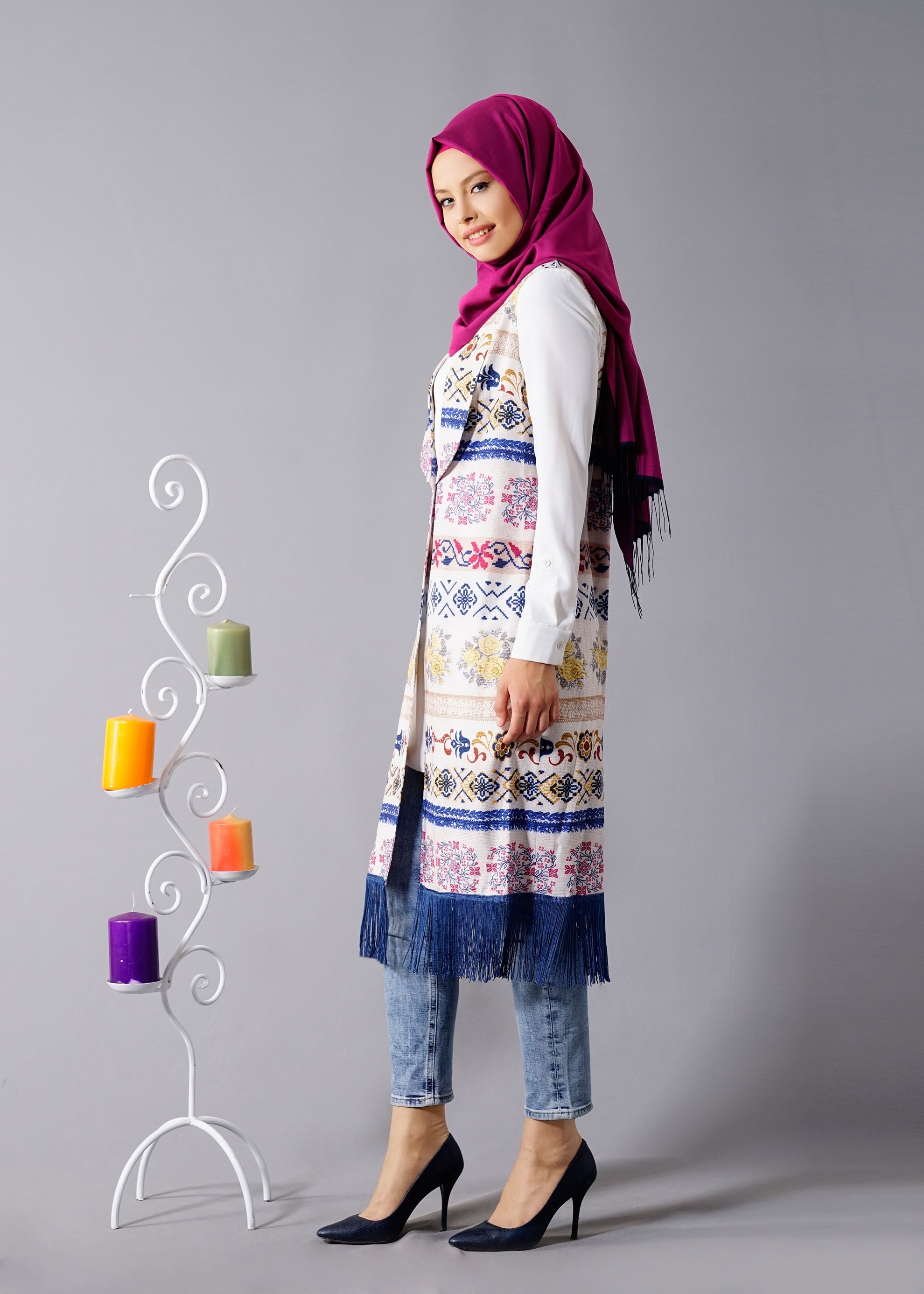 Tesettür giyim SARI 4621 Efes Tesettür Yelek 38/44 TEK36