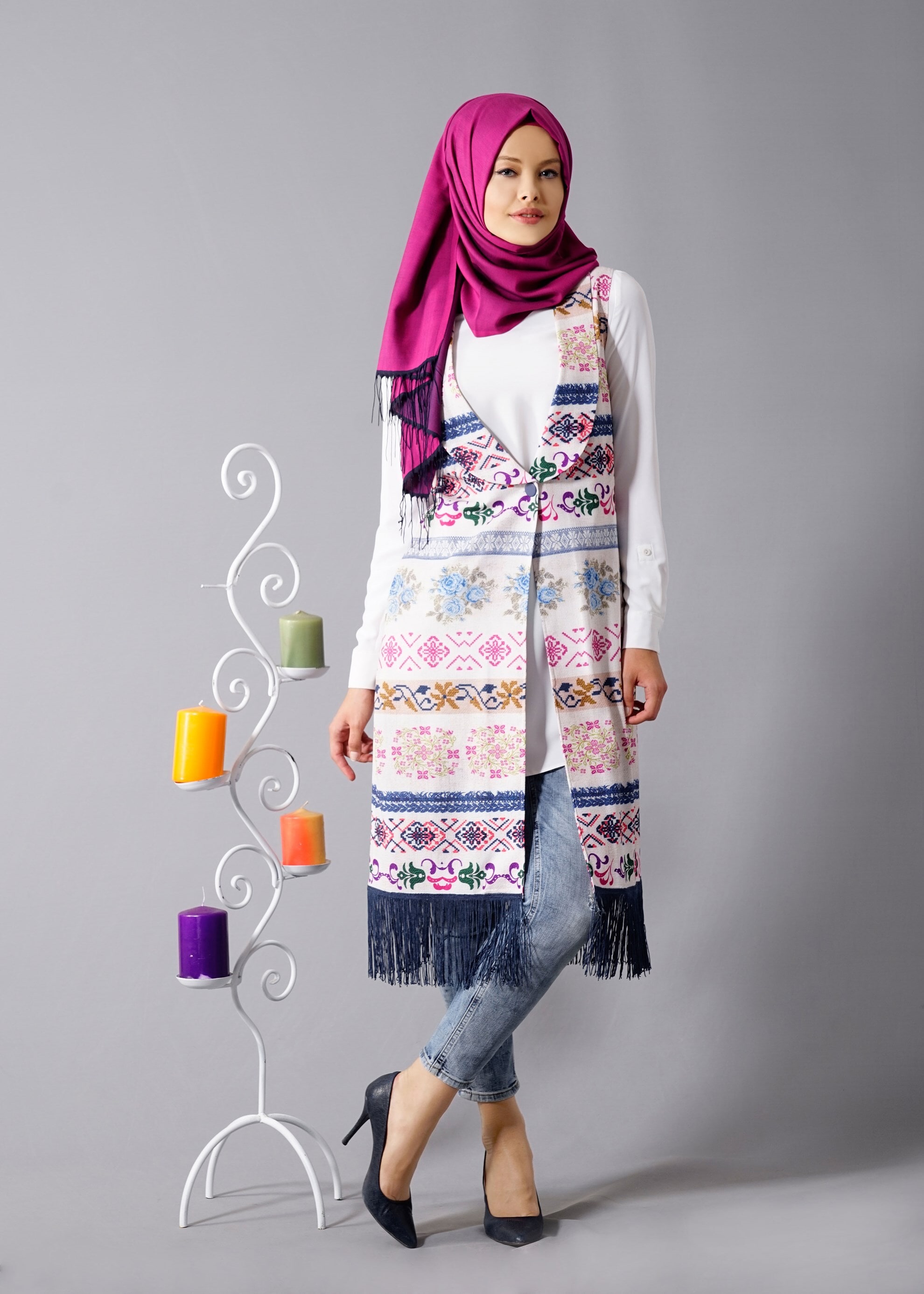 Tesettür giyim PUDRA 4621 Efes Tesettür Yelek 38/44 TEK36