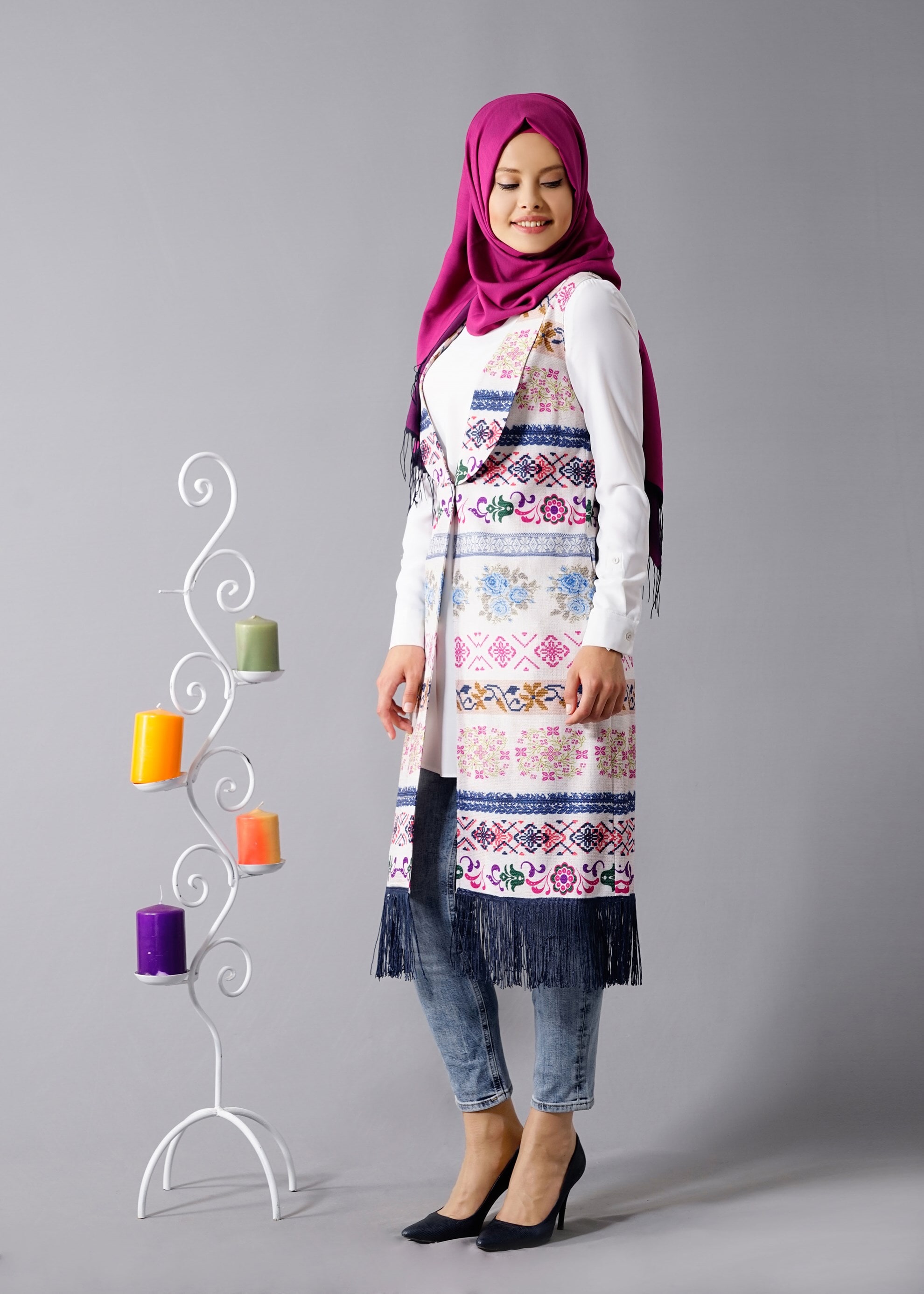 Tesettür giyim PUDRA 4621 Efes Tesettür Yelek 38/44 TEK36