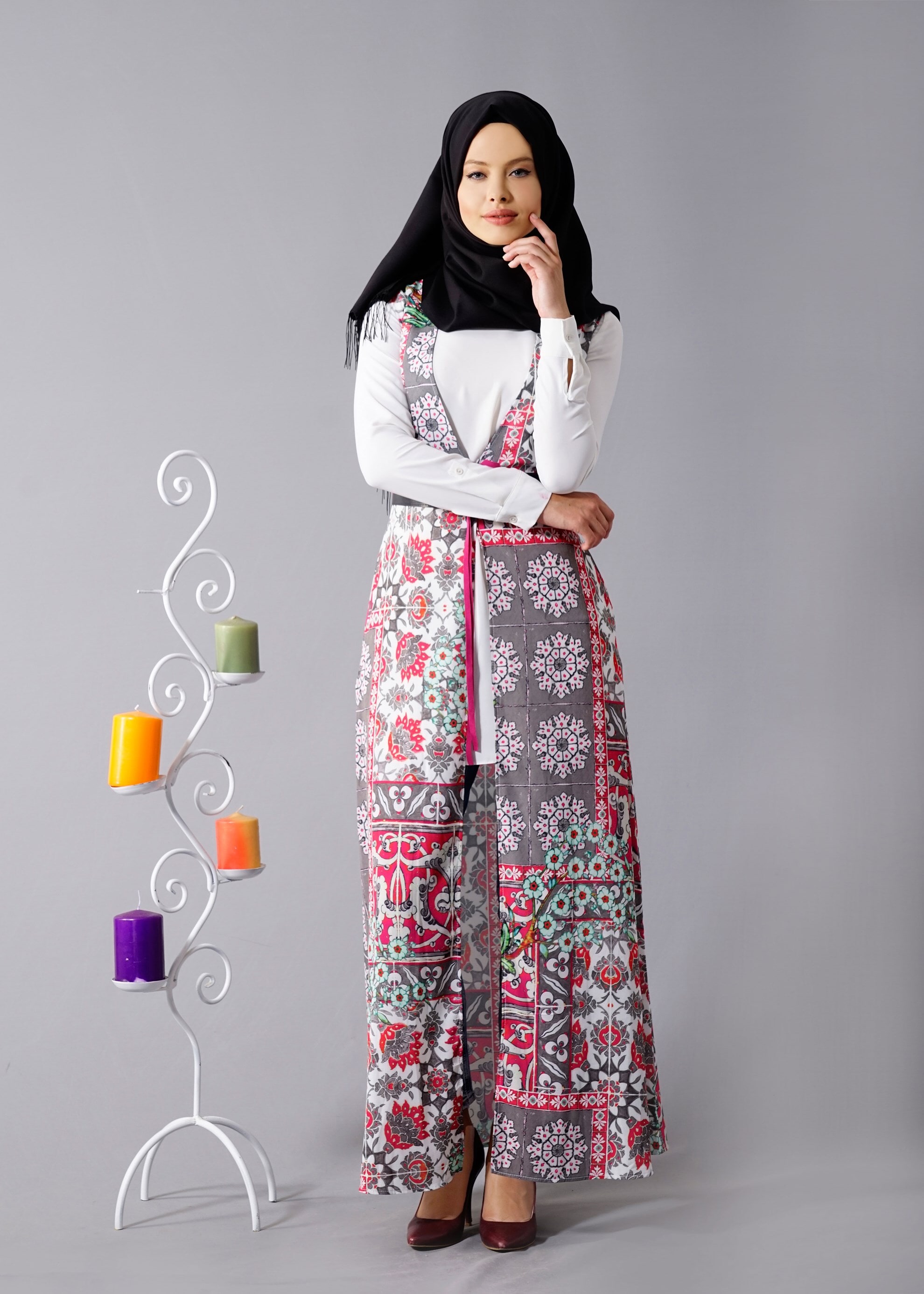 Tesettür giyim FUŞYA 4622 Burble Crep Tesettür 7934 Yelek 38/44