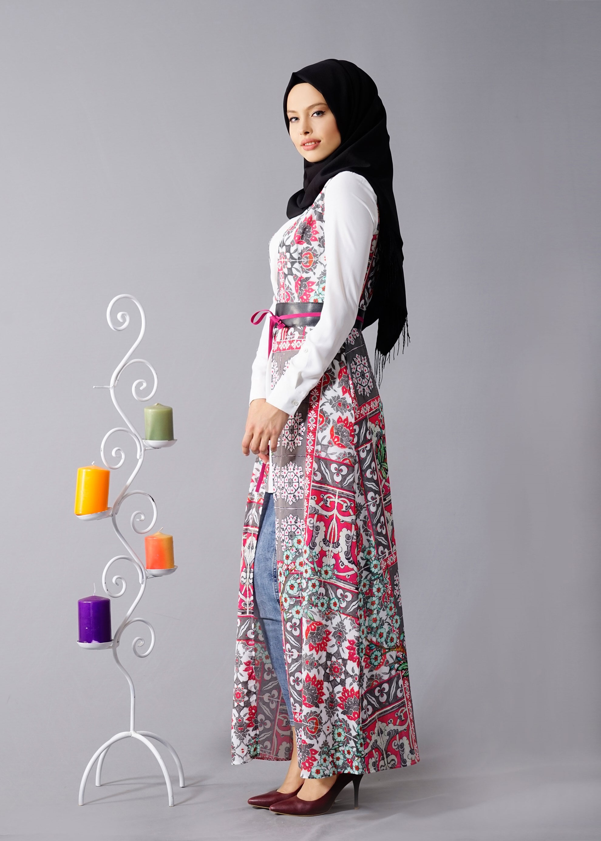 Tesettür giyim FUŞYA 4622 Burble Crep Tesettür 7934 Yelek 38/44