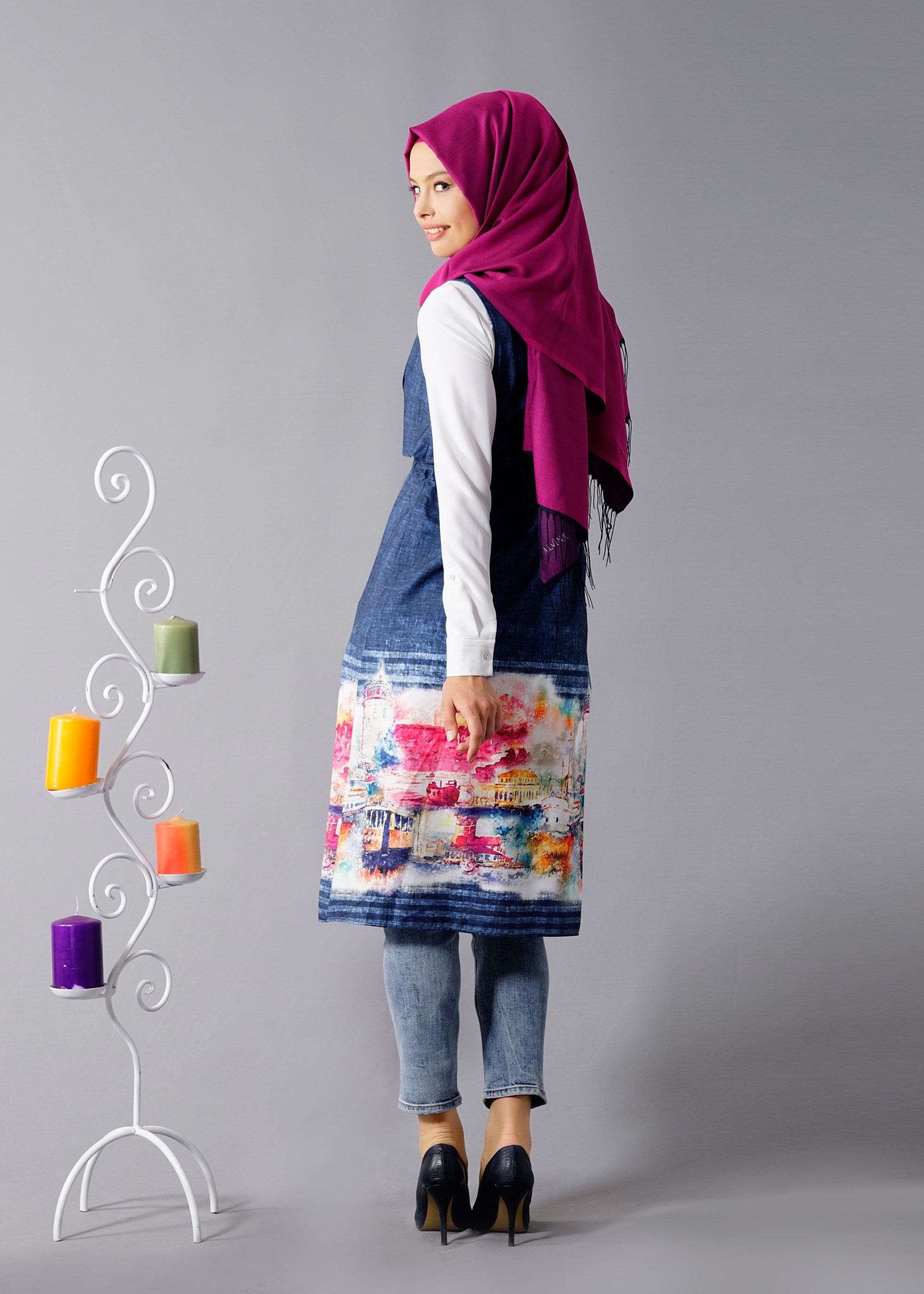 Tesettür giyim LACİVERT 4642 Sonya Tesettür Yelek 38/44 TEK36