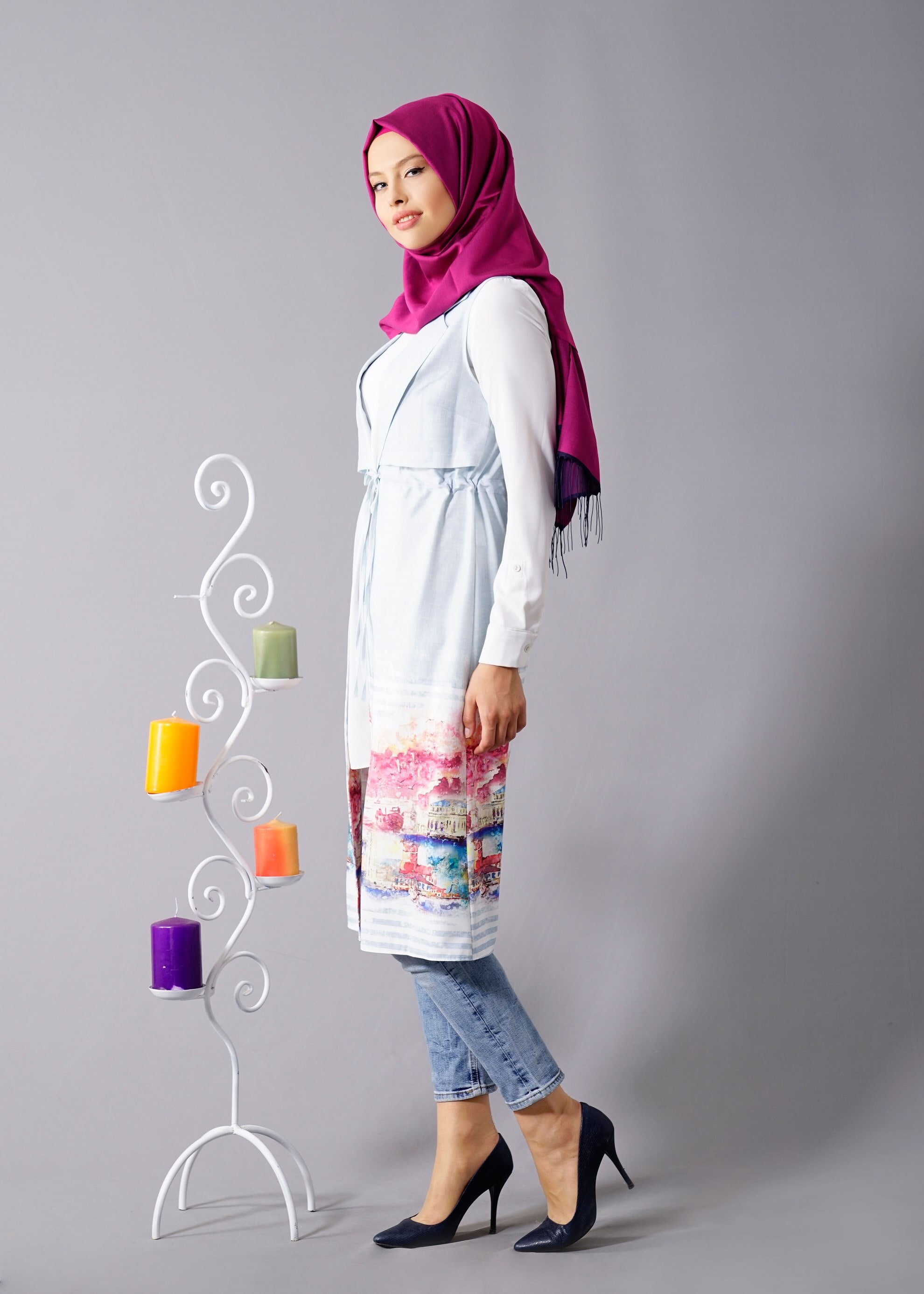 Tesettür giyim MAVİ 4642 Sonya Tesettür Yelek 38/44 TEK36