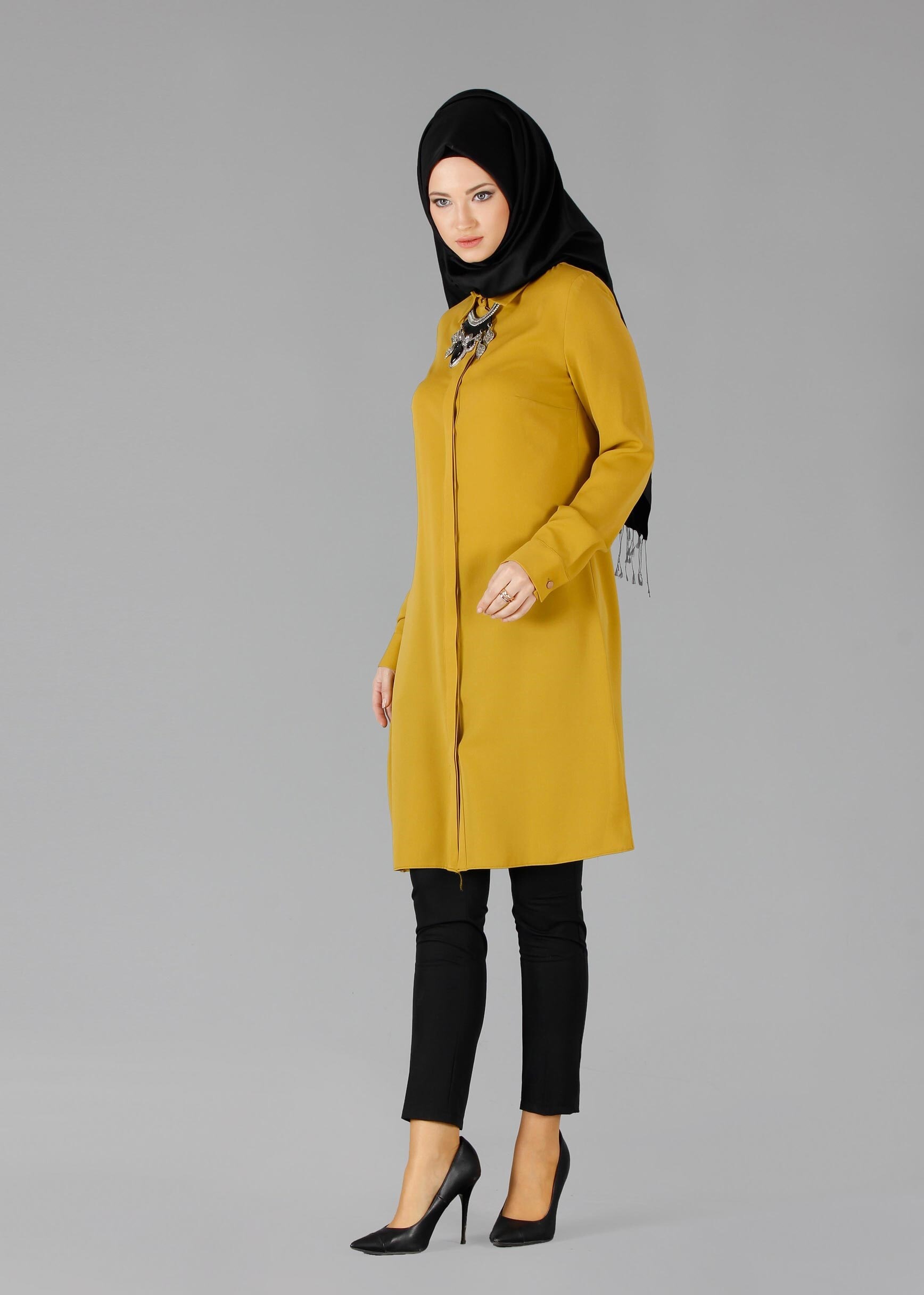 Tesettür giyim SARI 4647 6384 Tesettür Tunik 38/46 TEK36
