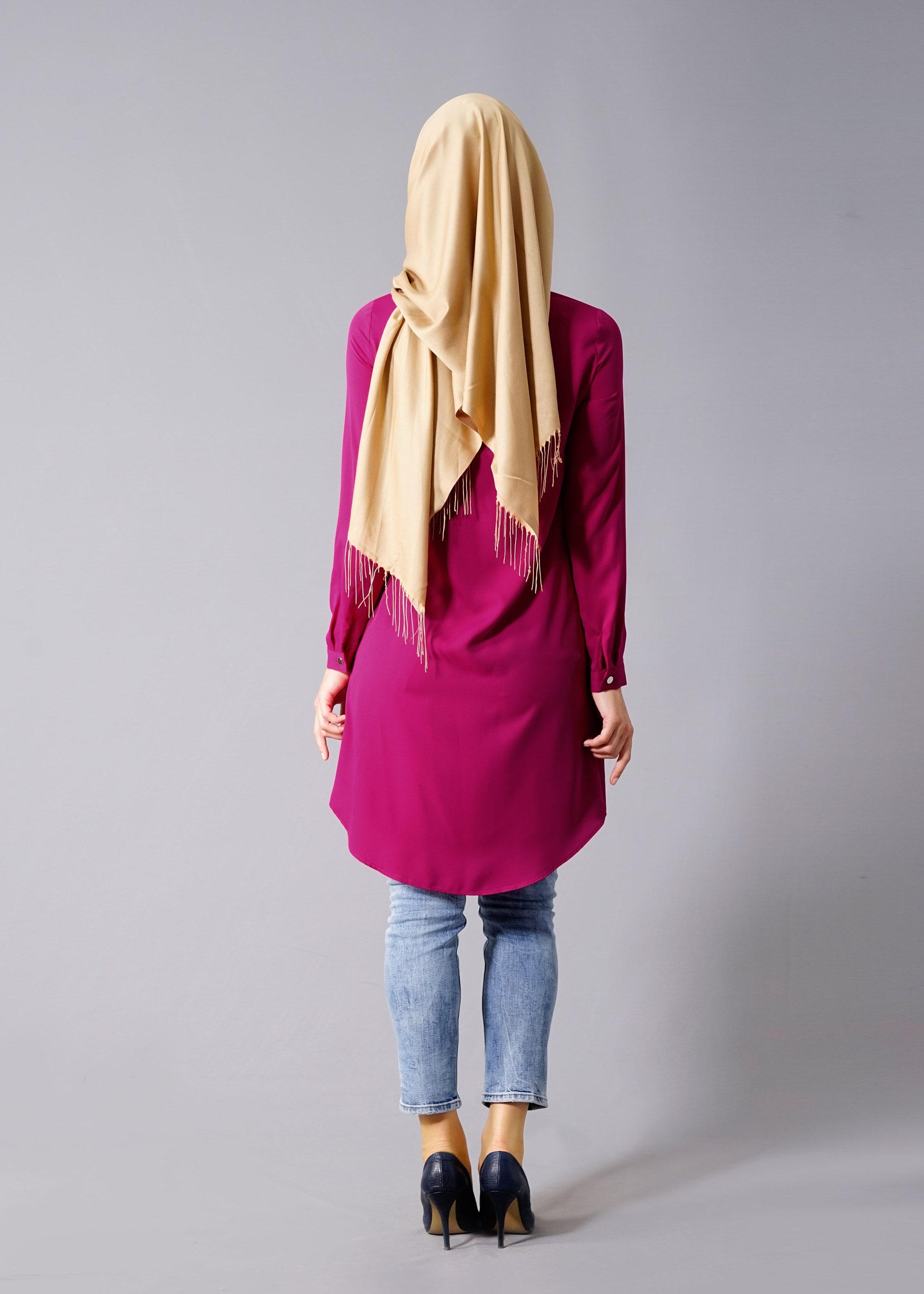 Tesettür giyim FUŞYA 4647 6384 Tesettür Tunik 38/46 TEK36