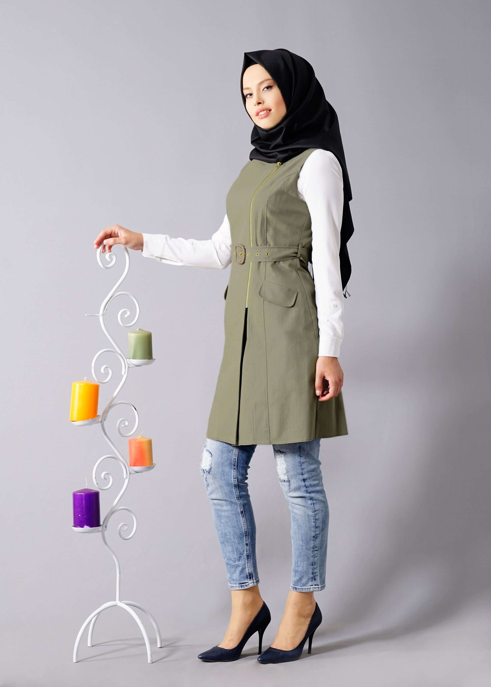 Tesettür giyim HAKİ 4671 Owen 553 Tesettür Yelek 36/42 TEK38