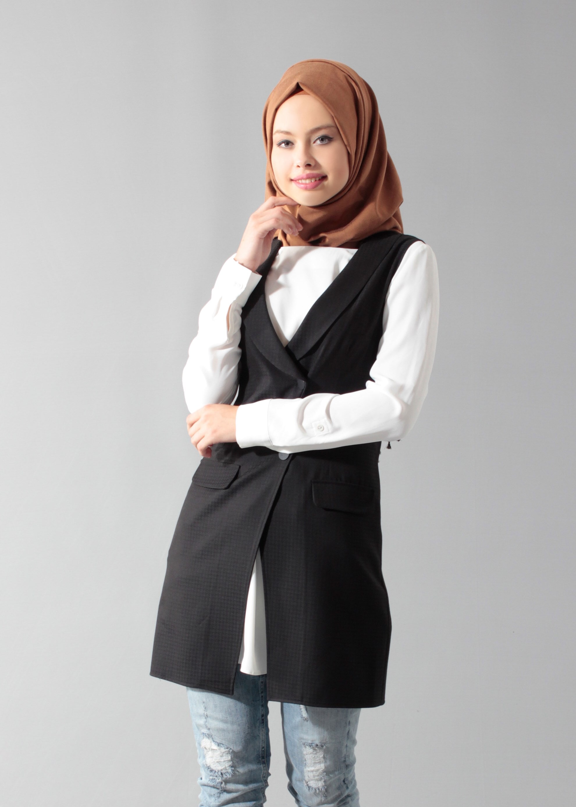 Tesettür giyim SİYAH 4688 Crista 652 Tesettür Yelek 38/44