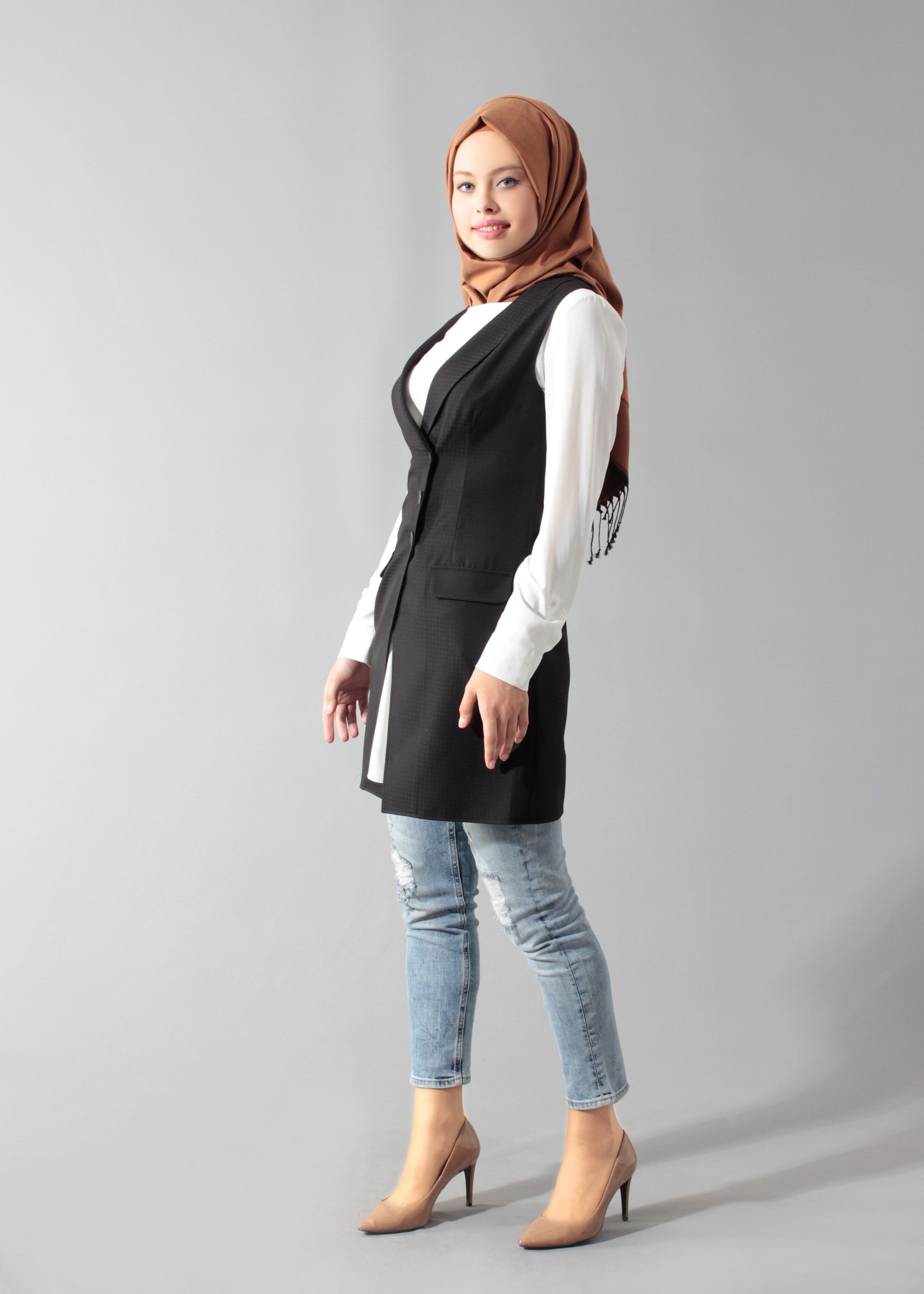 Tesettür giyim SİYAH 4688 Crista 652 Tesettür Yelek 38/44