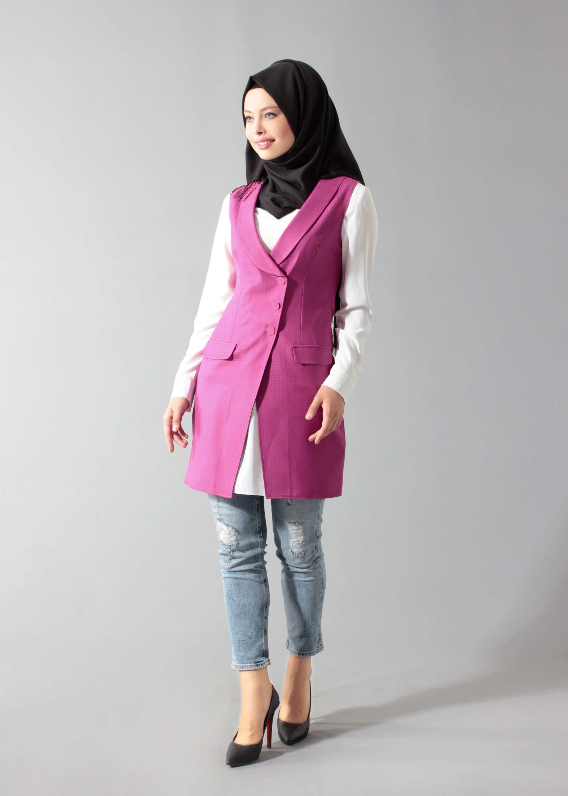 Tesettür giyim FUŞYA 4688 Crista 652 Tesettür Yelek 38/44