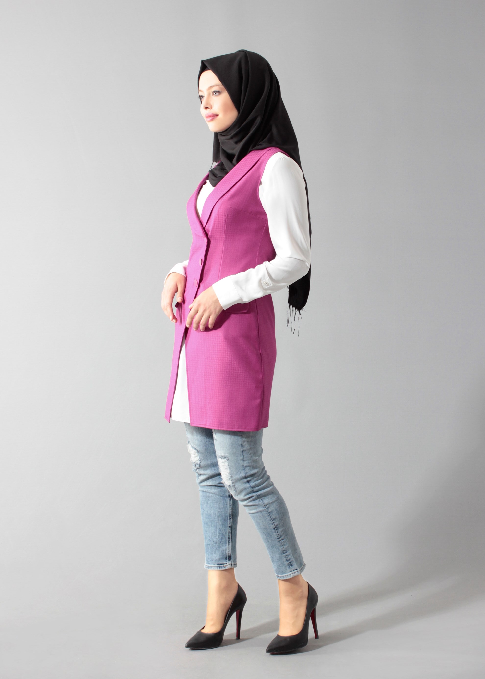Tesettür giyim FUŞYA 4688 Crista 652 Tesettür Yelek 38/44