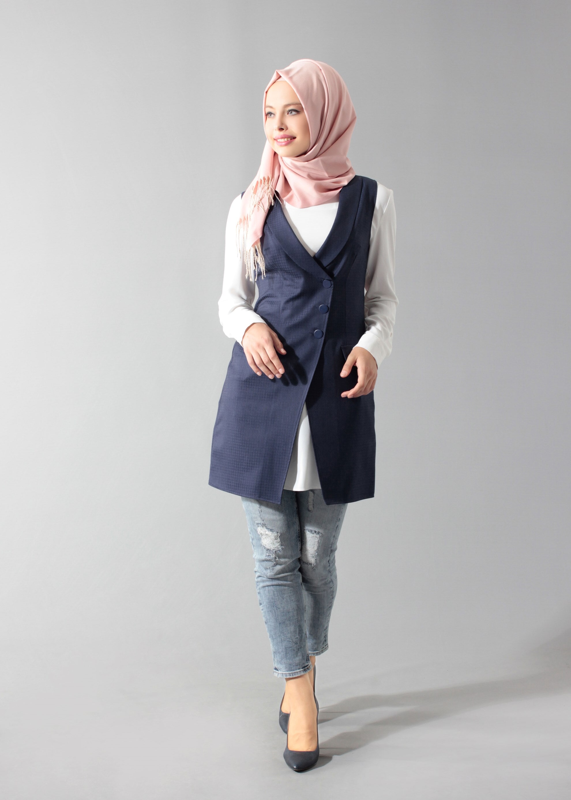 Tesettür giyim LACİVERT 4688 Crista 652 Tesettür Yelek 38/44