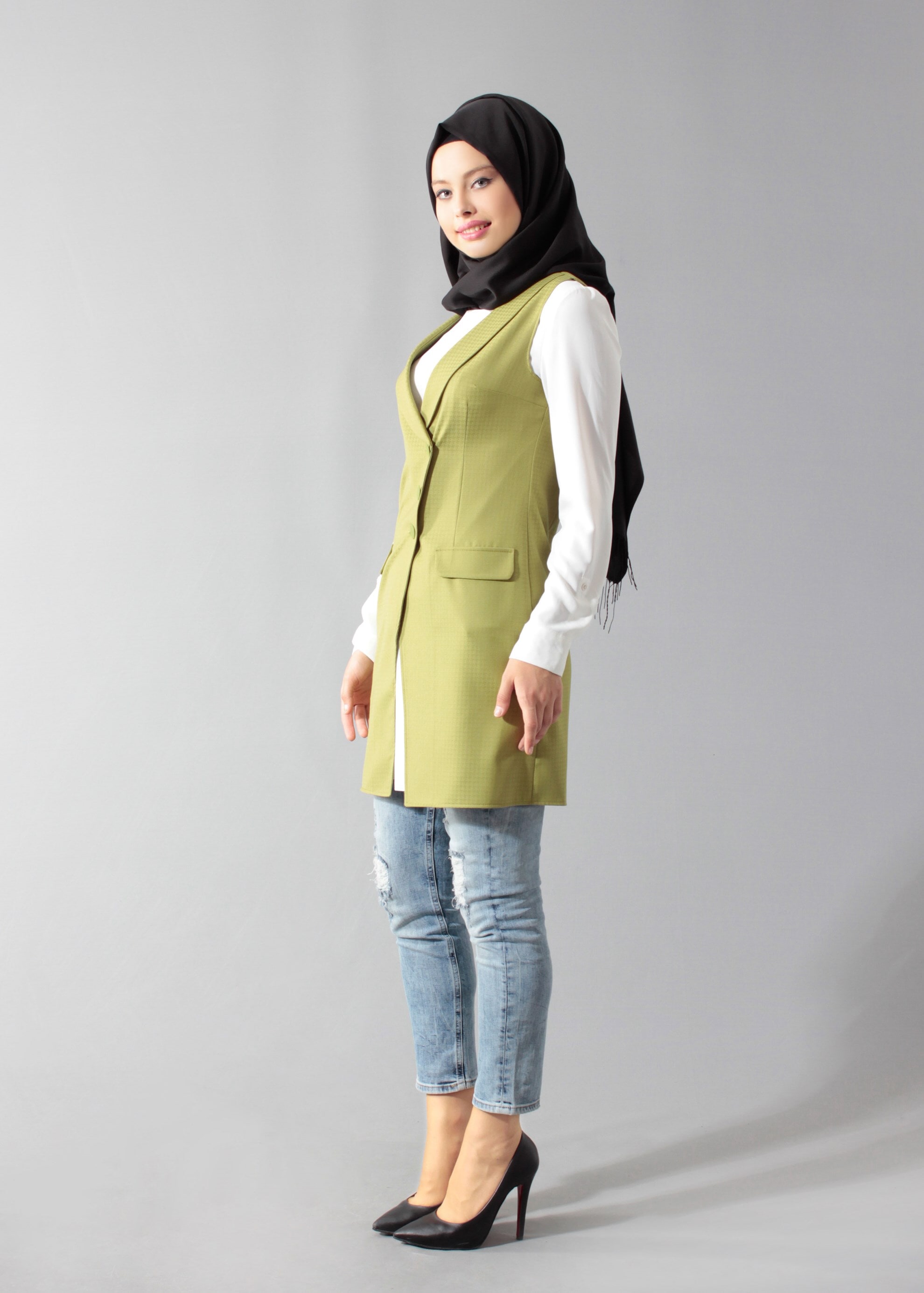 Tesettür giyim YEŞİL 4688 Crista 652 Tesettür Yelek 38/44