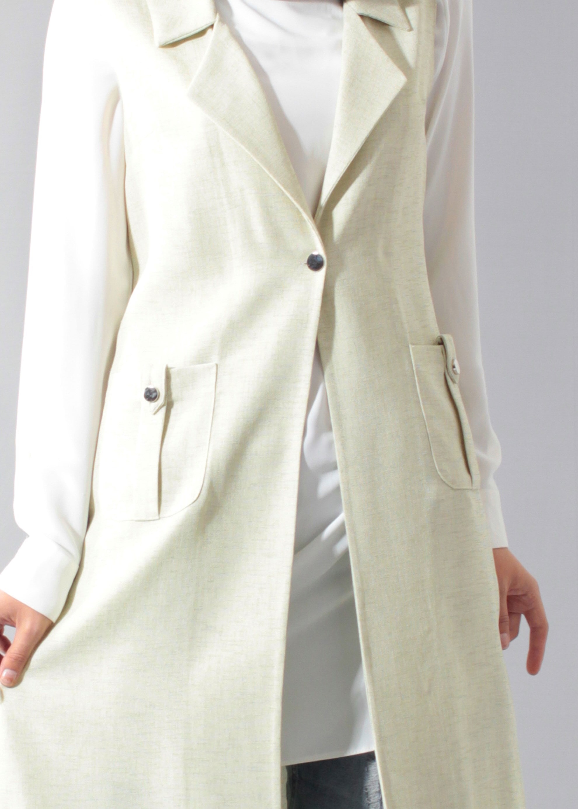 Tesettür giyim YEŞİL 4697 Verona Düz Yelek 38/46 TEK36