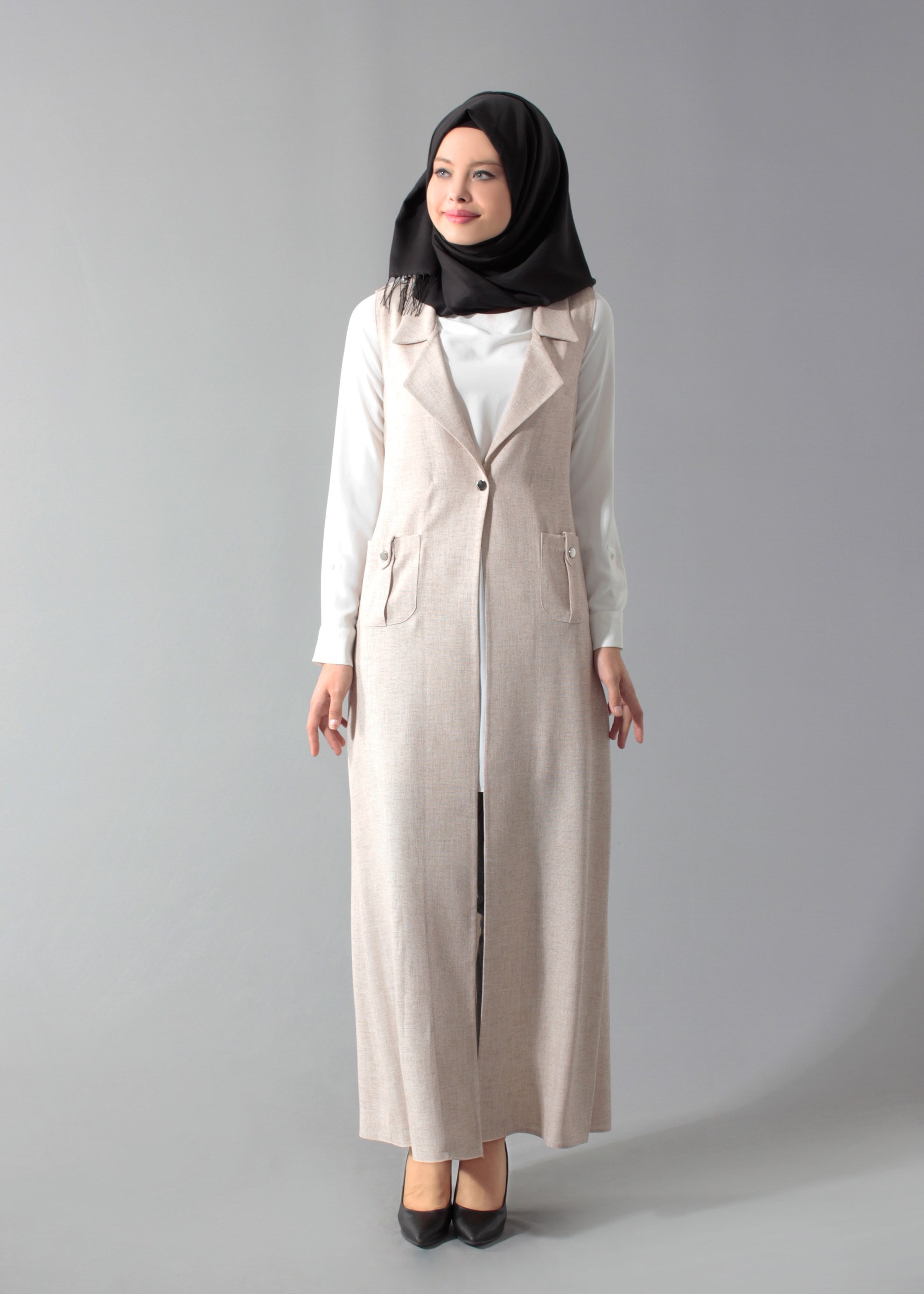 Tesettür giyim KAHVE 4697 Verona Düz Yelek 38/46 TEK36