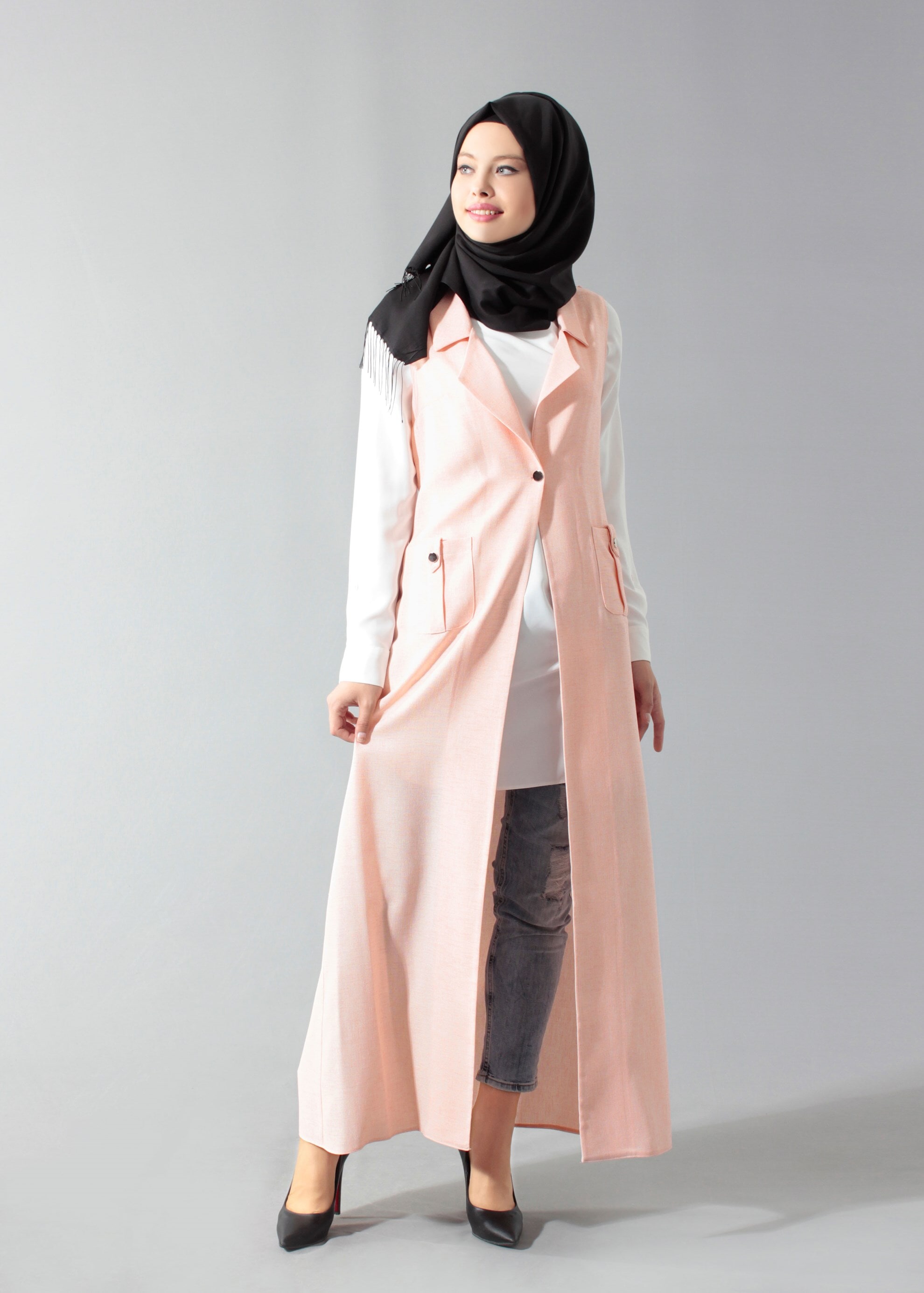 Tesettür giyim PUDRA 4697 Verona Düz Yelek 38/46 TEK36