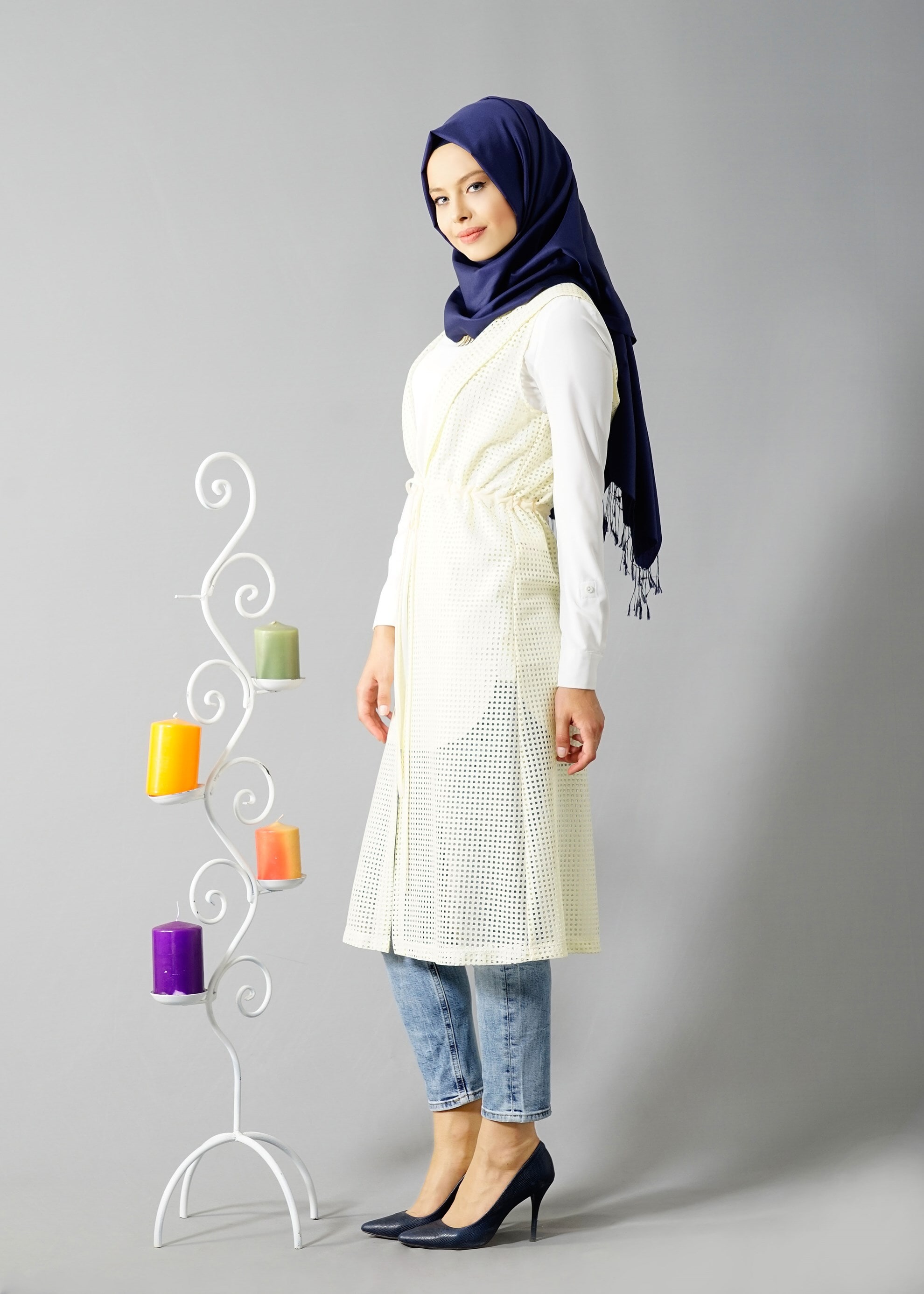Hijab clothing ECRU 4799 String 1838 Tesettür Yelek 38/46 TEK36