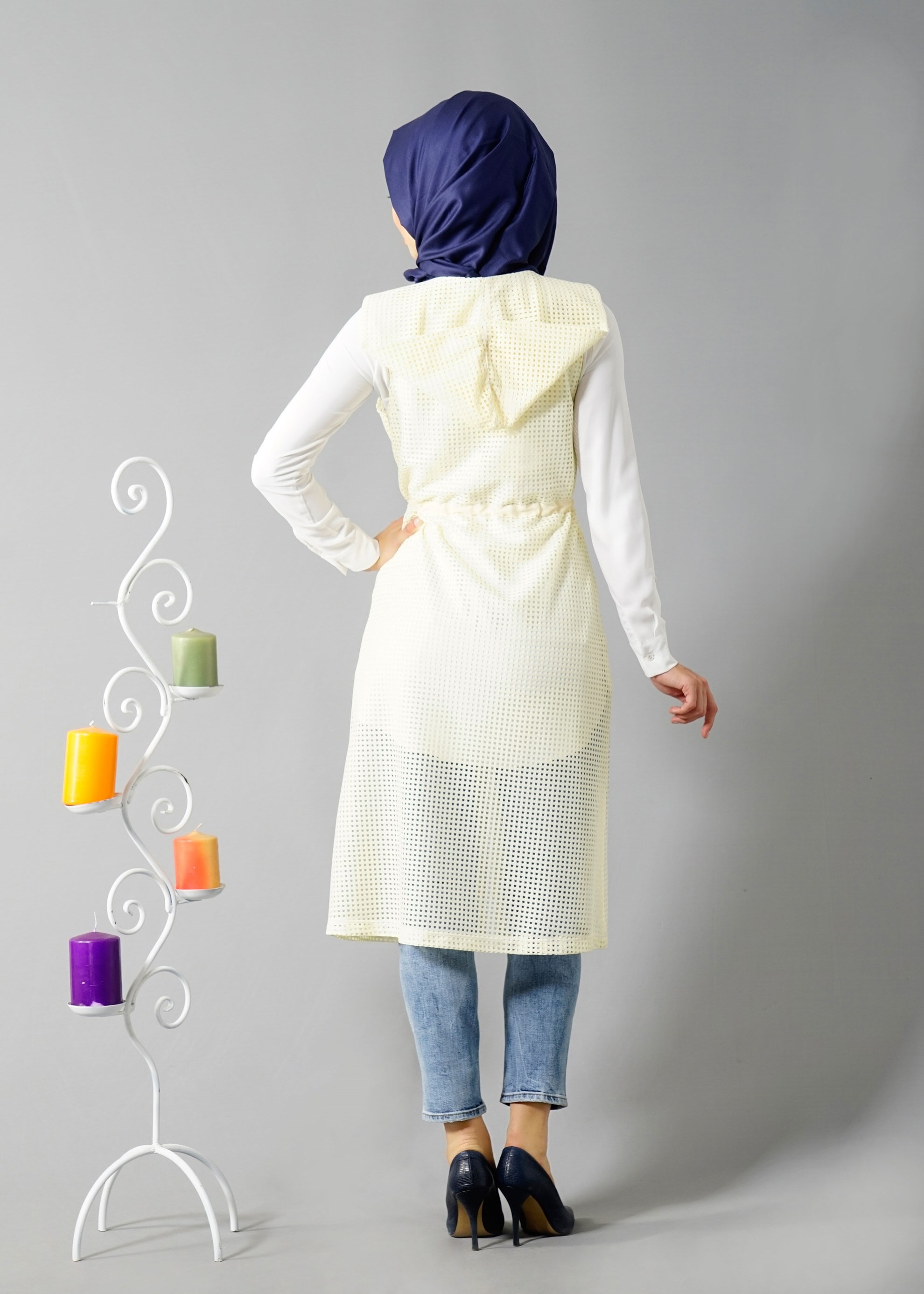 Hijab clothing ECRU 4799 String 1838 Tesettür Yelek 38/46 TEK36