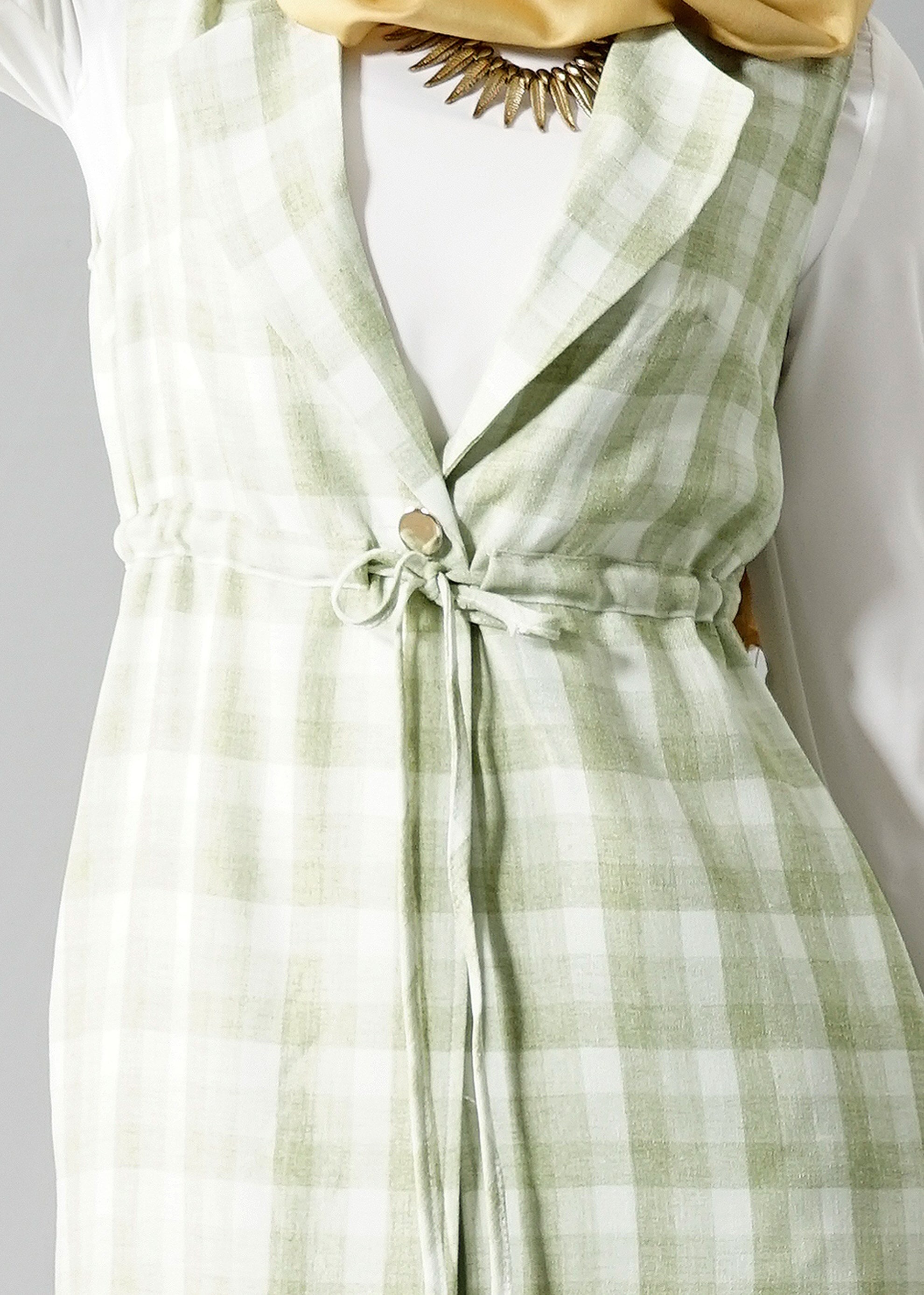 Tesettür giyim YEŞİL 4801 Verona Ekose Tesettür Yelek 38/46 TEK40