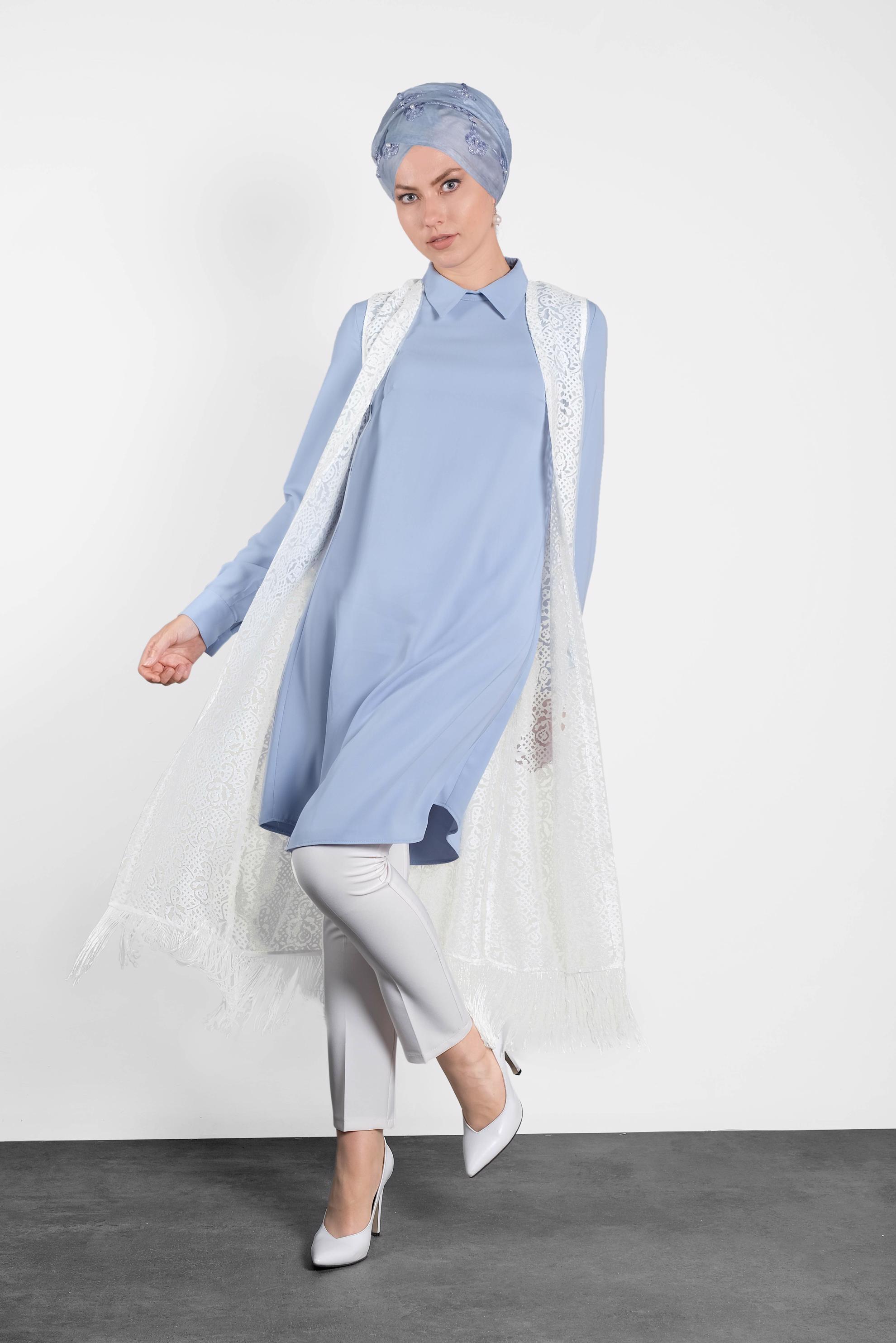 Tesettür giyim BEYAZ 4805 Yakma Tesettür 2010 Yelek 38/46 TEK42